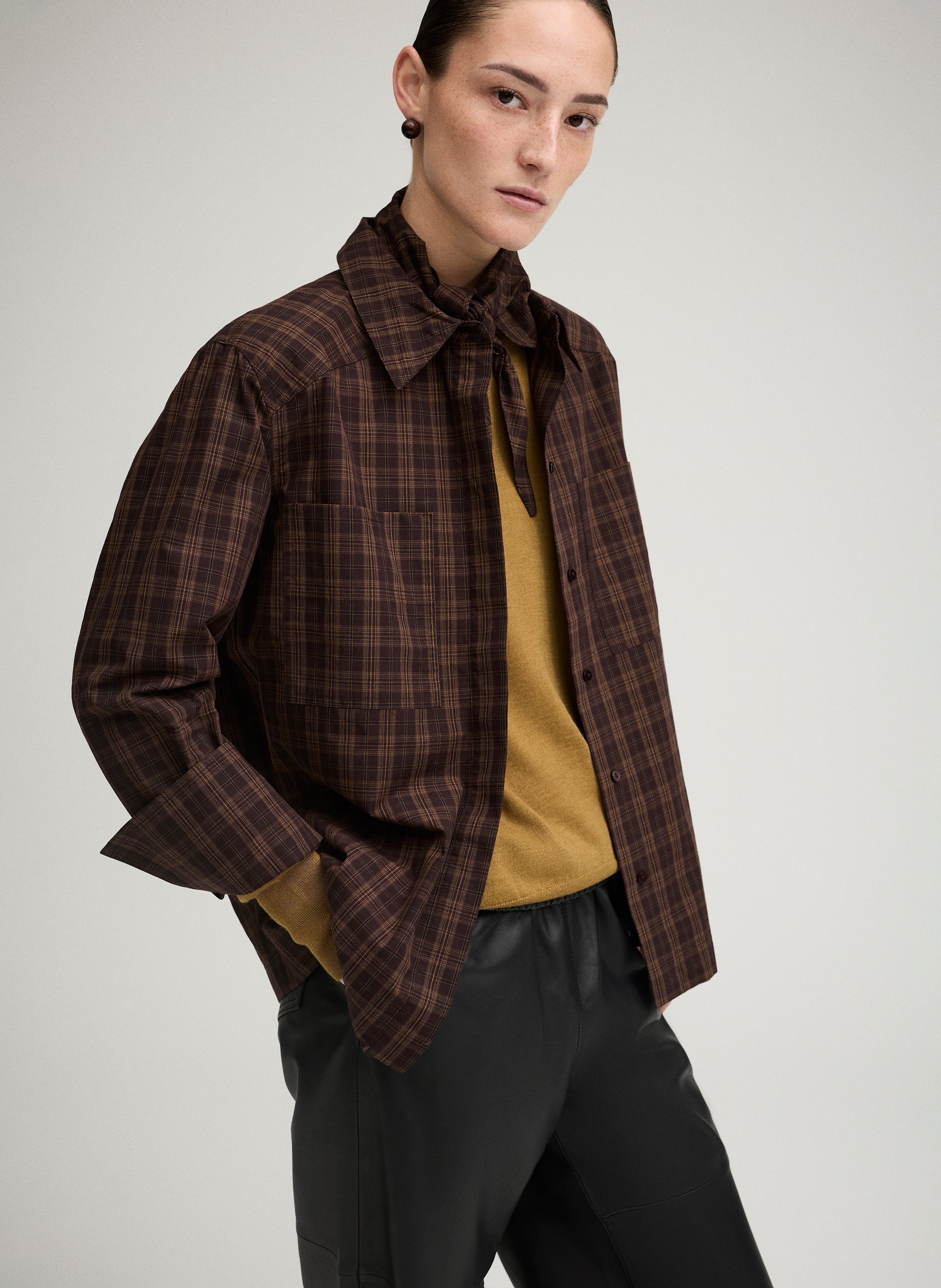 Straight cotton shirt ROUGE EDIT Brown