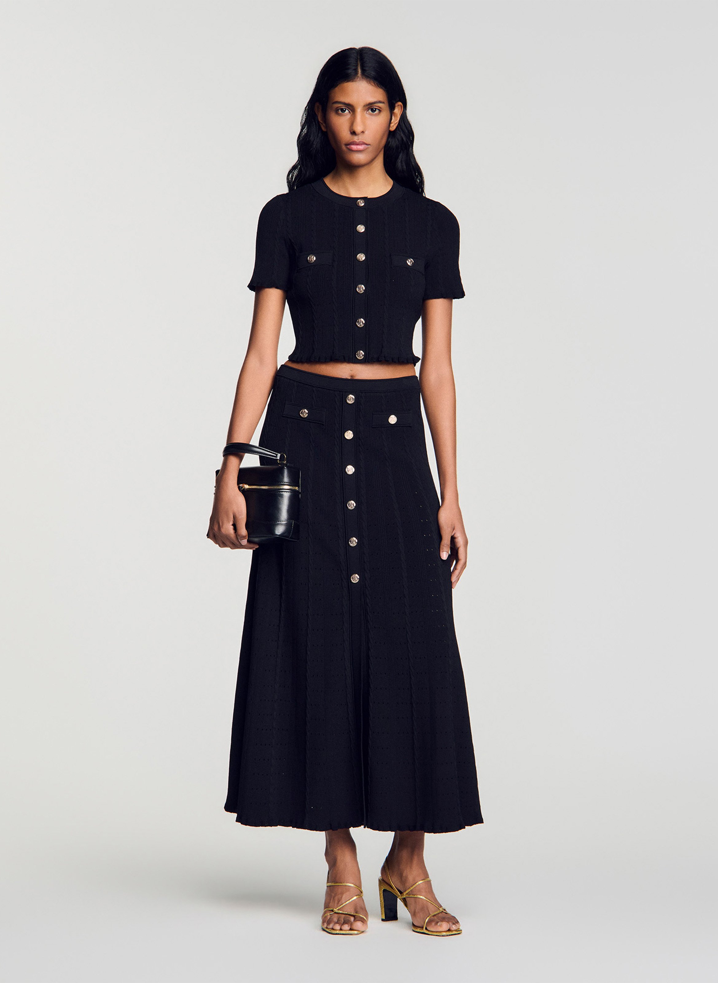 Halflange rok SANDRO Zwart