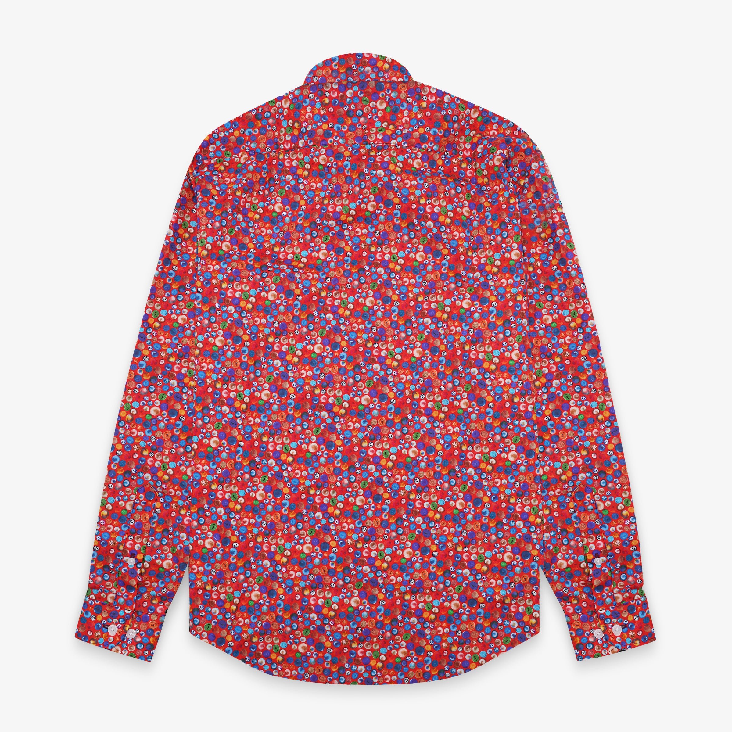 Chemise manches longues en coton rouge avec imprimé boules SERGE BLANCO Rouge