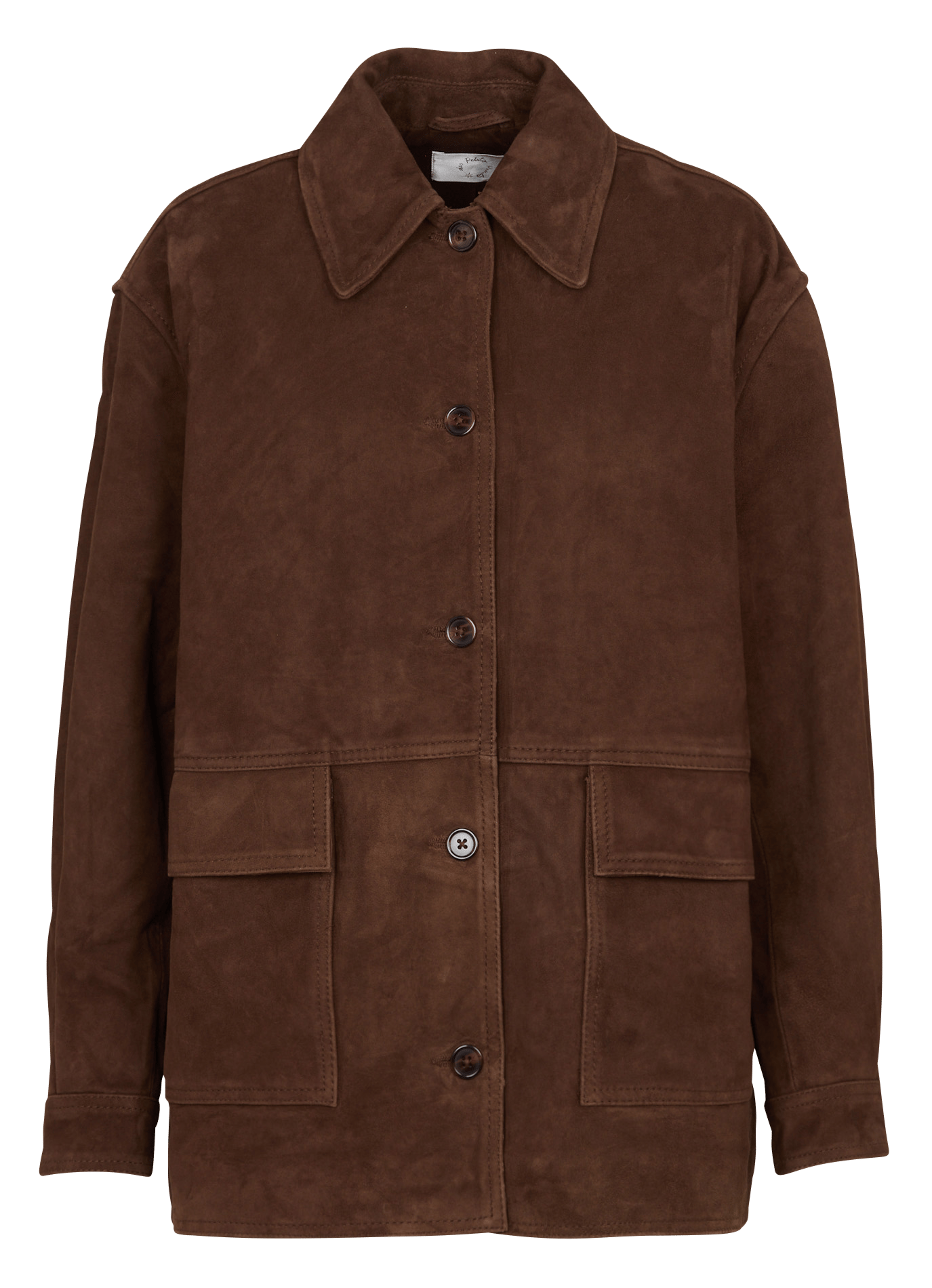 Veste col classique en cuir DES PETITS HAUTS Marron