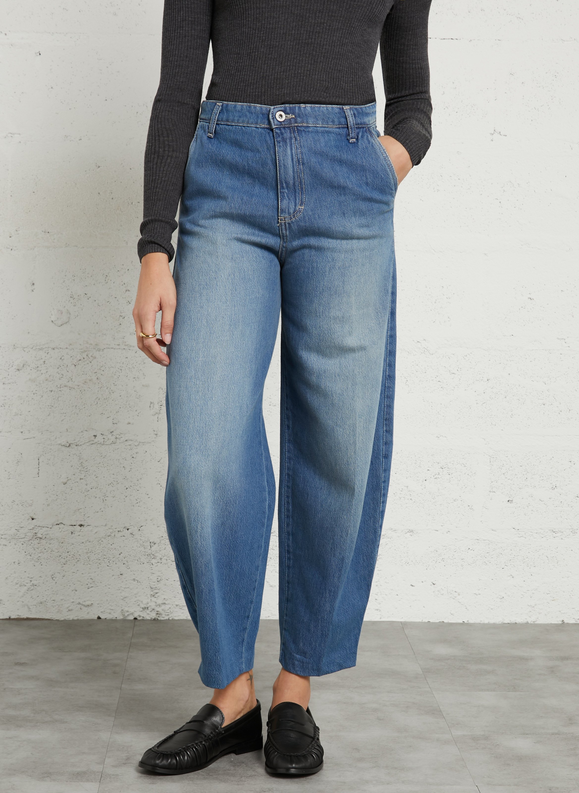 Wijde jeans - katoenblend PLEASE Blauw