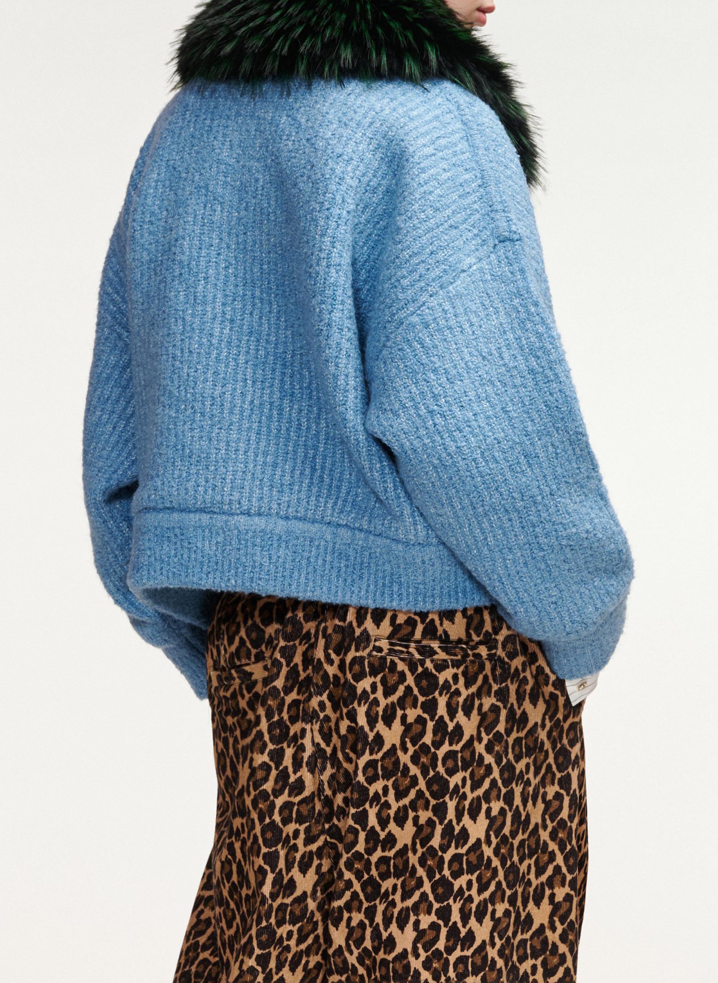 Oversized aviator jacket with removable collar | Blue ESSENTIEL ANTWERP Women