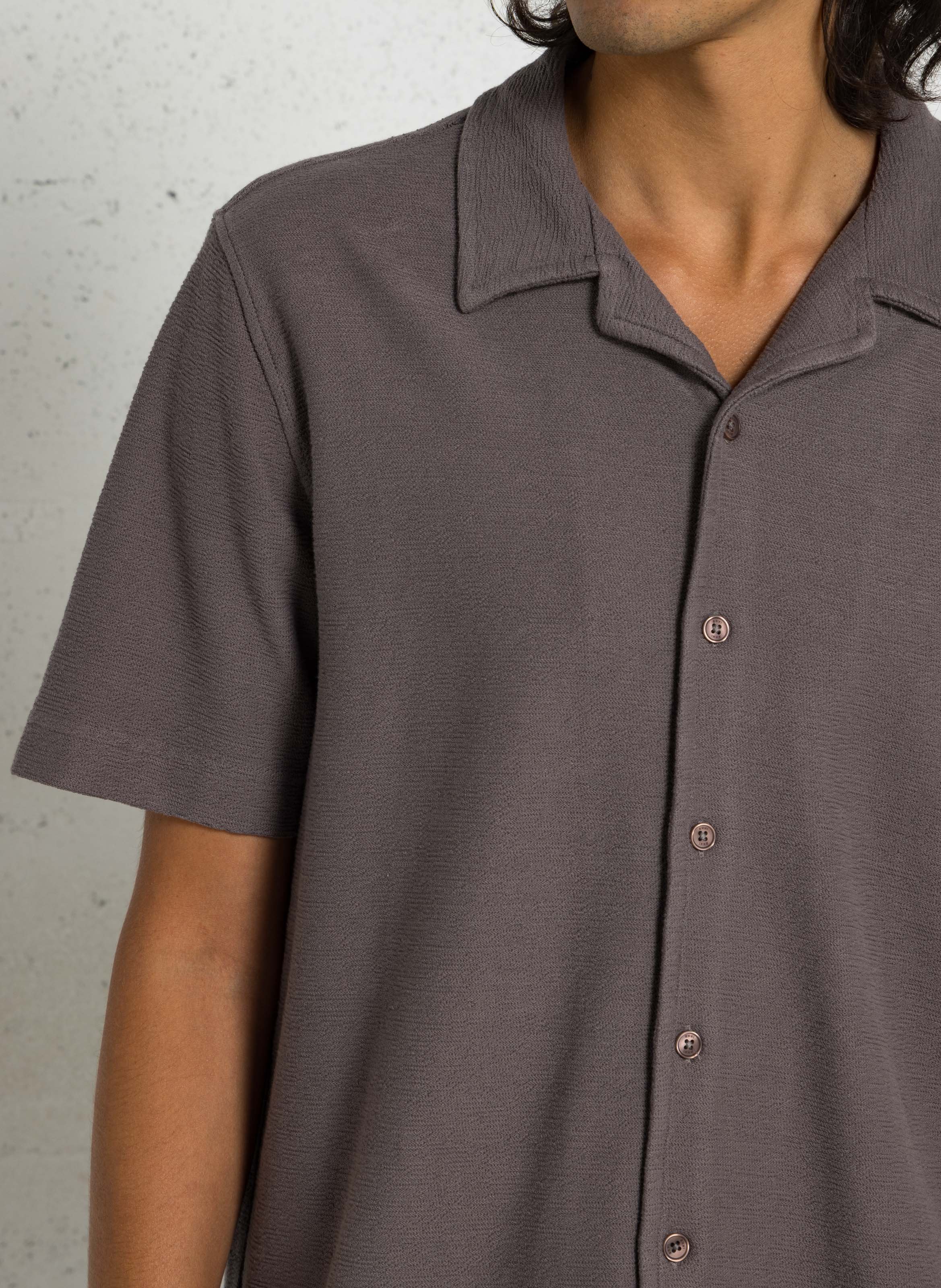 Straight Cuban collar shirt in cotton IKKS Grey