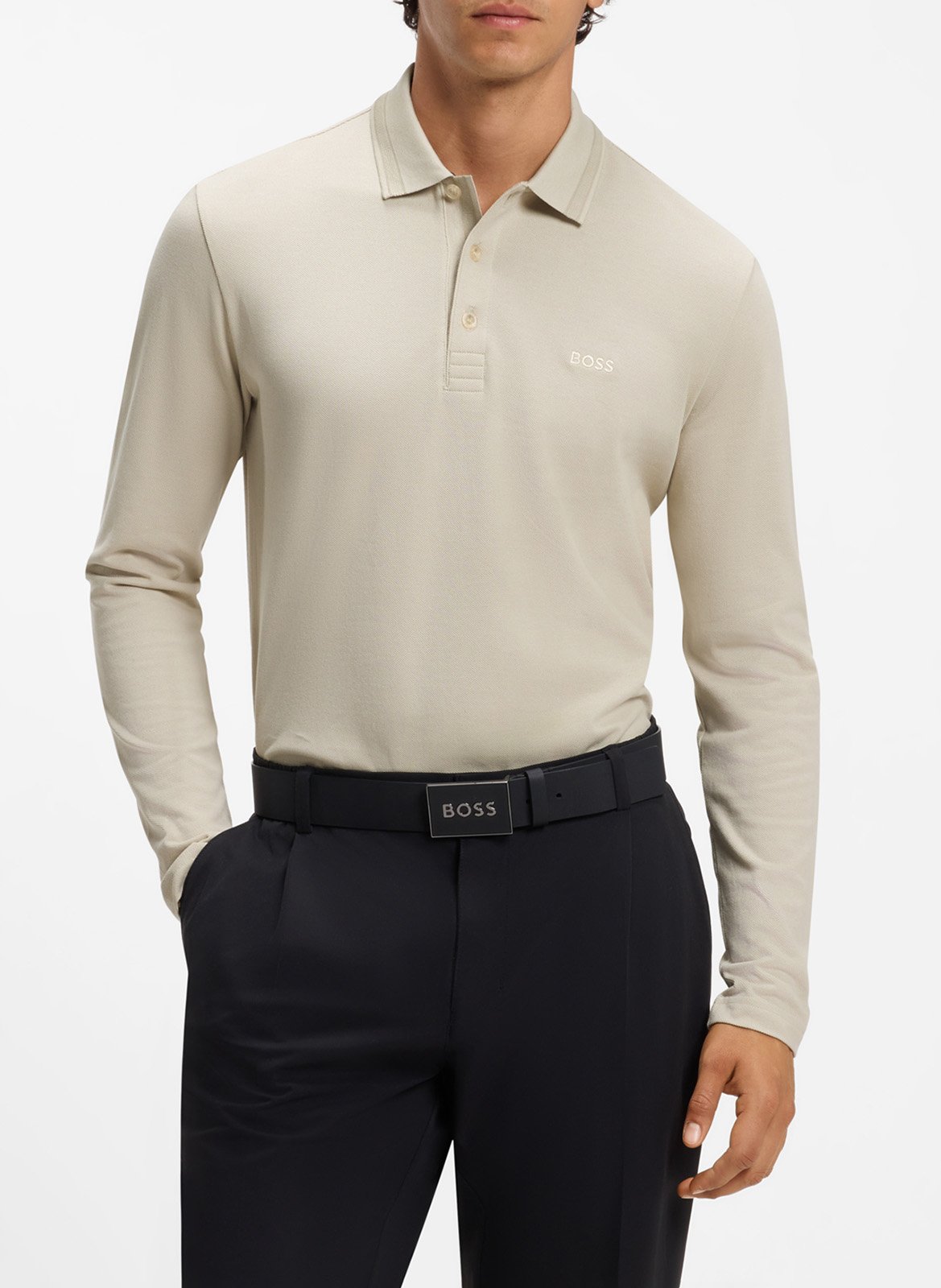 Long-sleeved cotton polo shirt BOSS