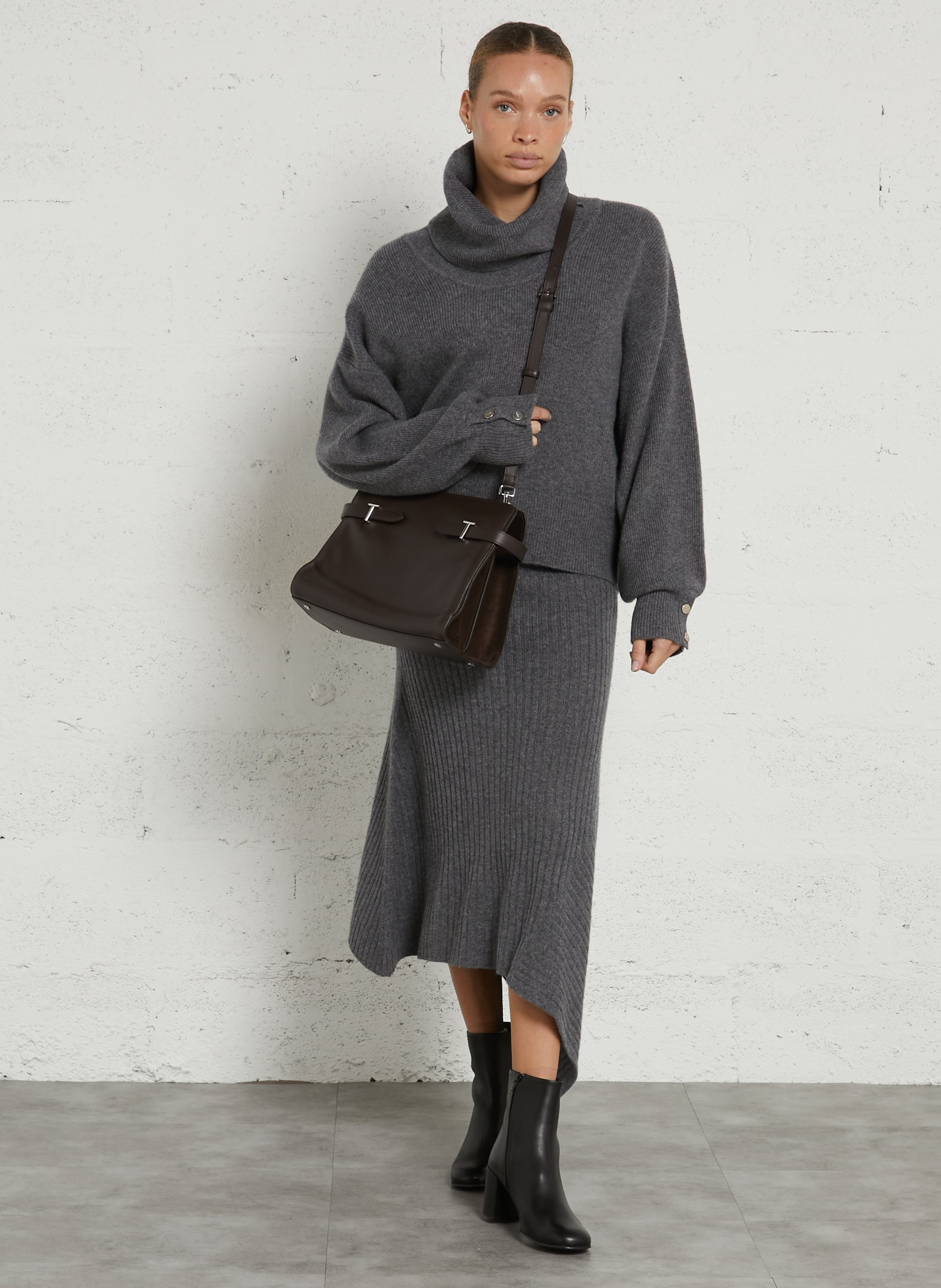 Pull ample col roulé en laine LIU JO Gris