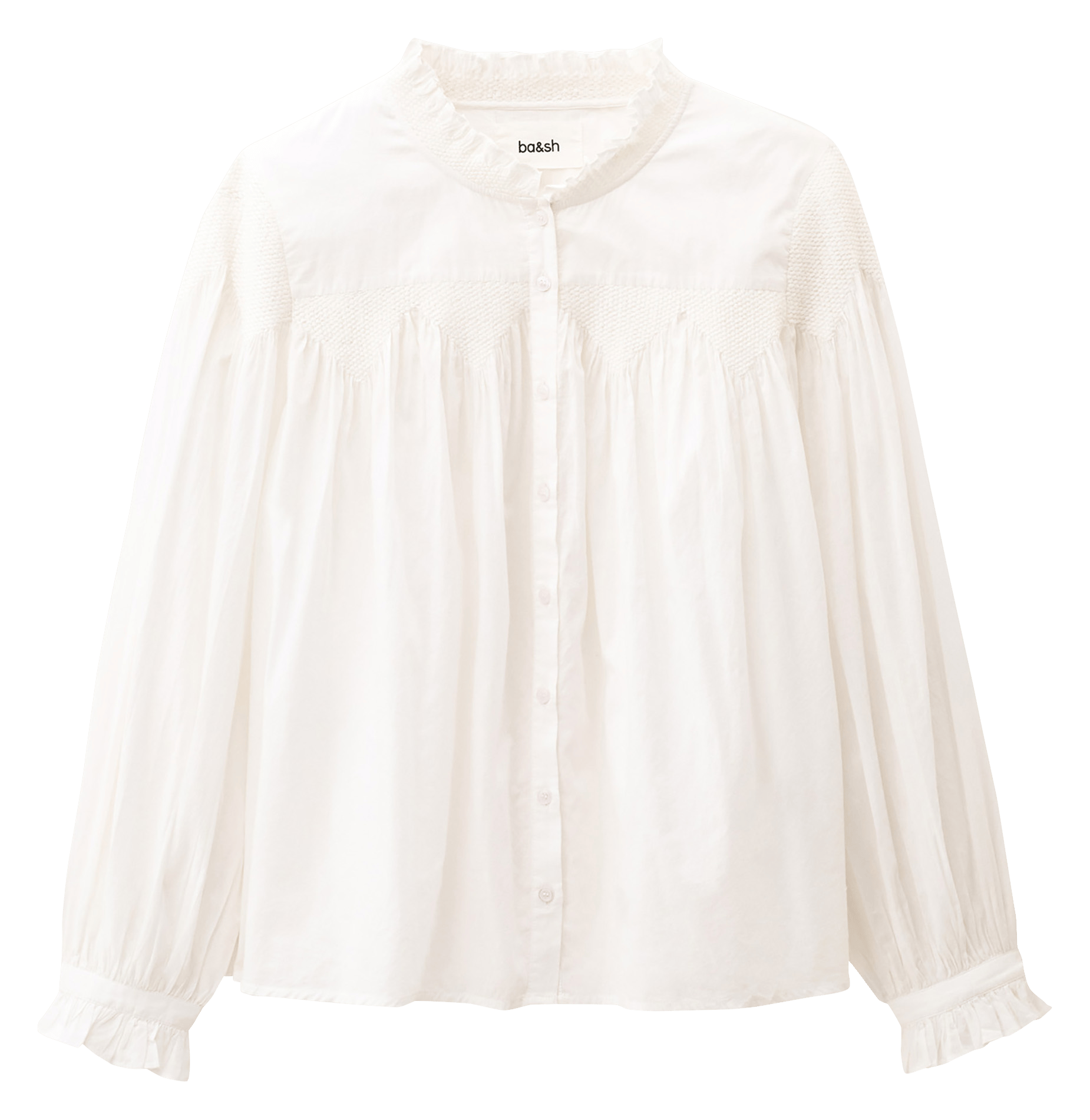 Chemise ample à broderie en coton BA&SH Beige
