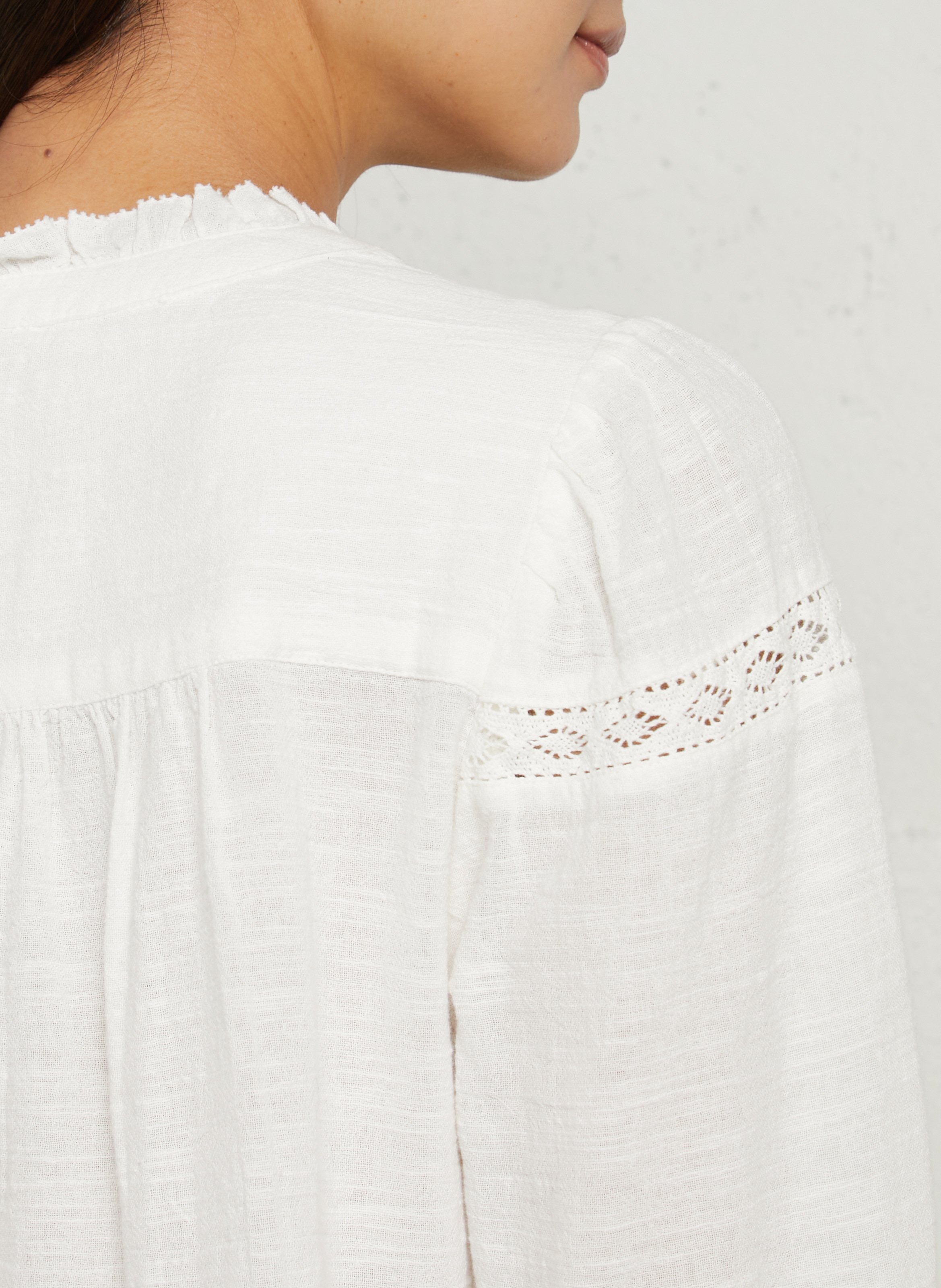 Oversized blouse with embroidered details in cotton MAISON 123 Beige