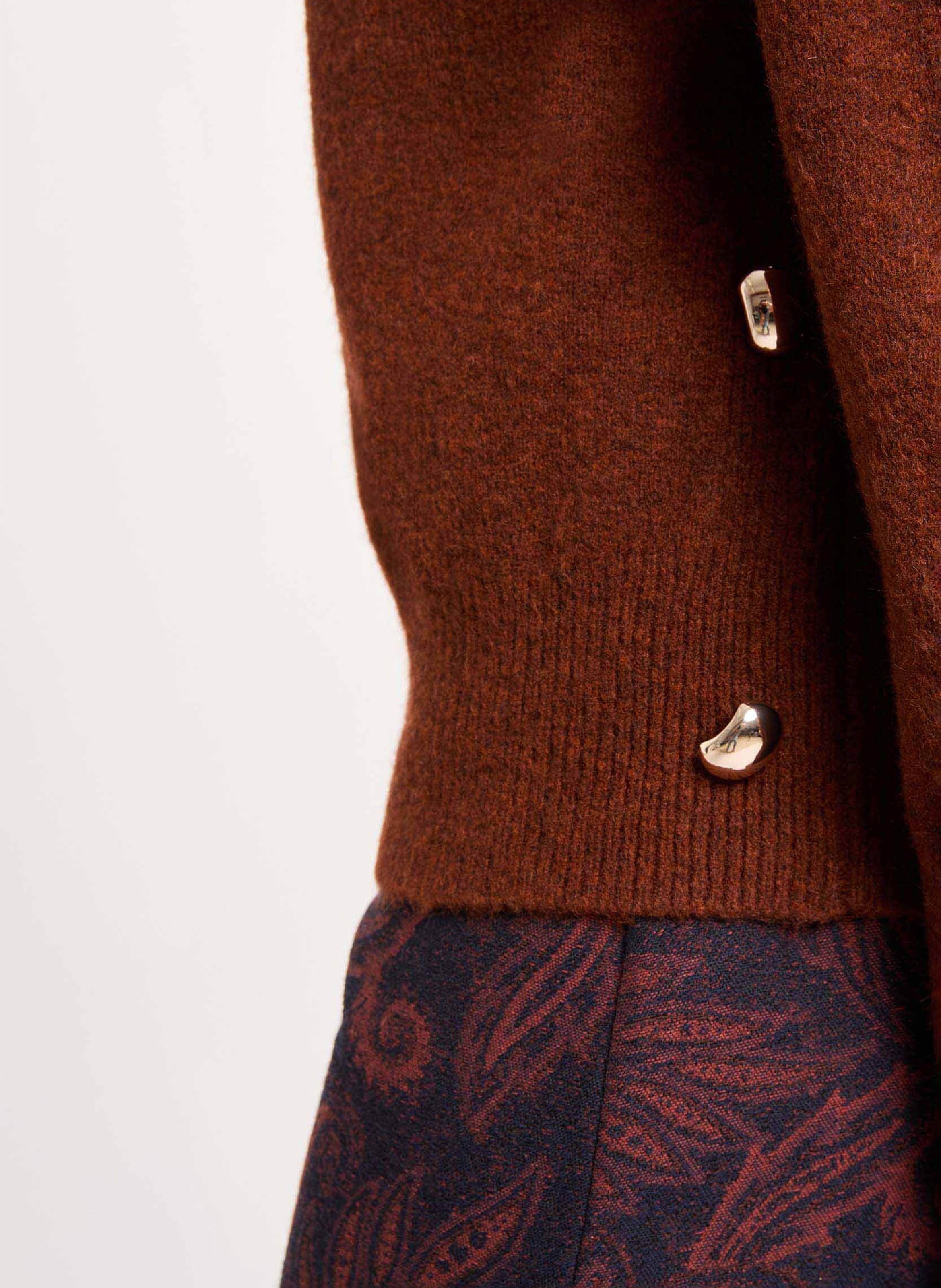 Plain loose-fitting high-neck jumper MORGAN Brown