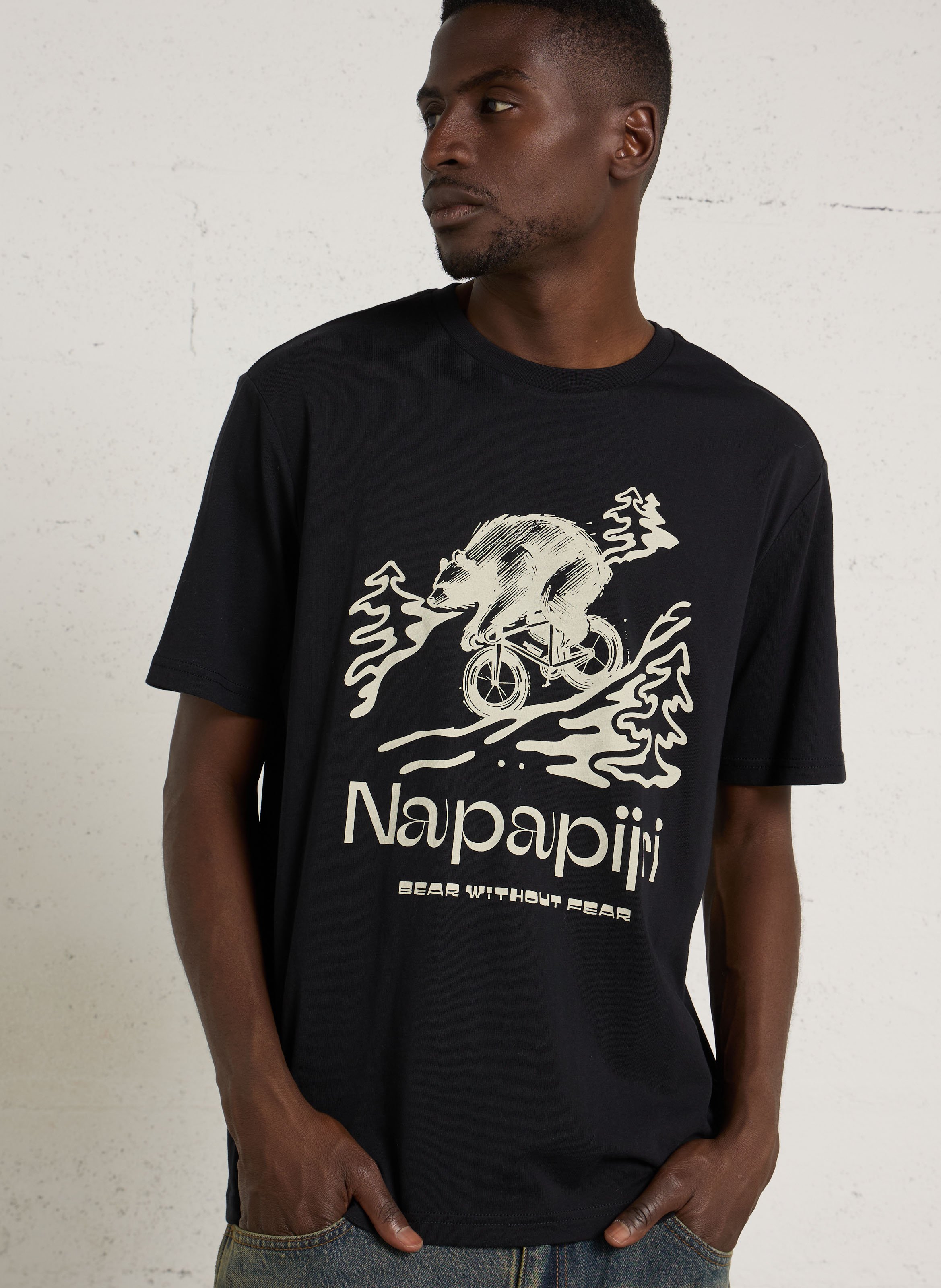 Gerade geschnittenes Baumwoll-T-Shirt mit Print NAPAPIJRI