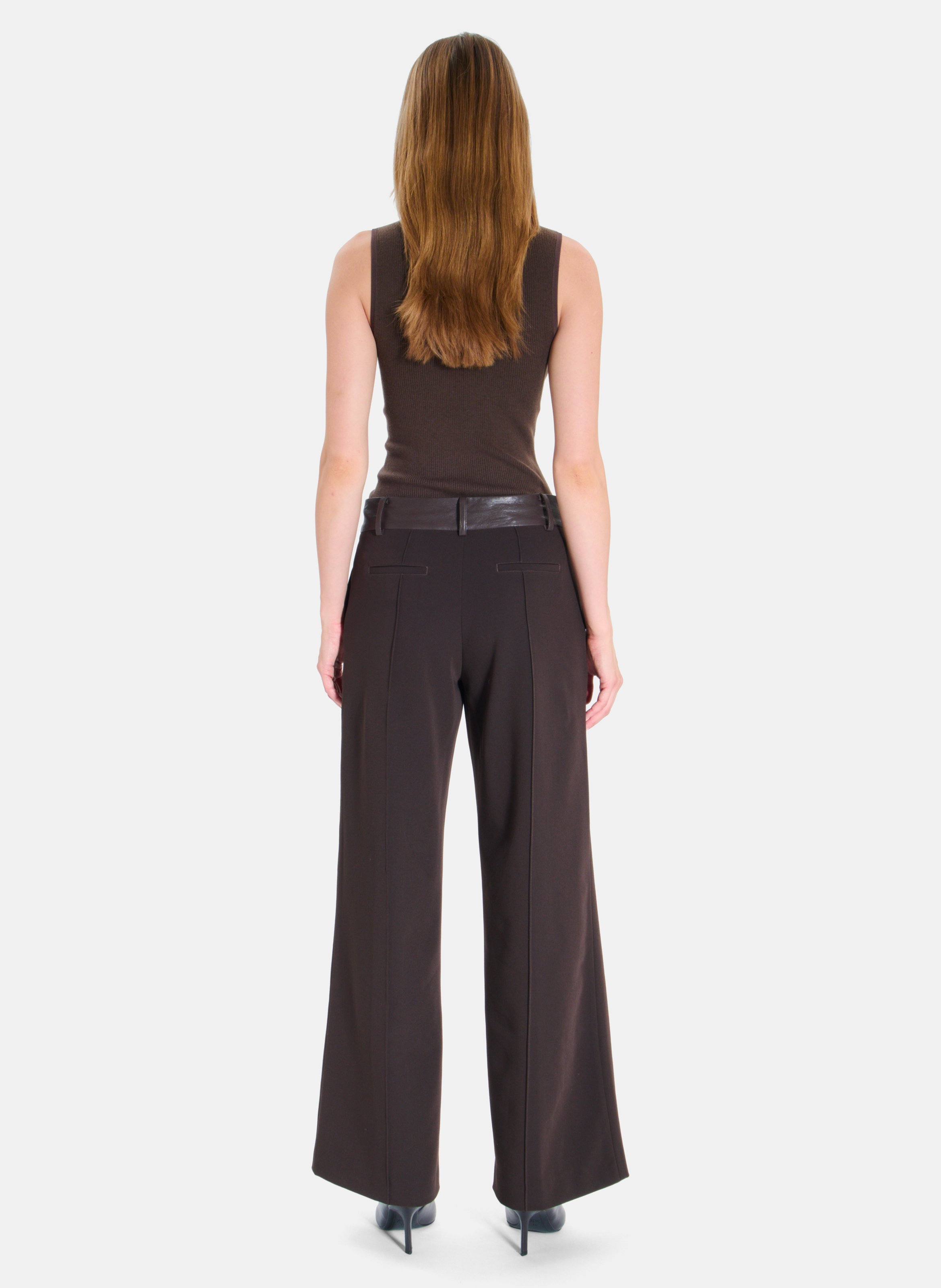 Pantalon droit uni à jambes larges ZAPA Marron