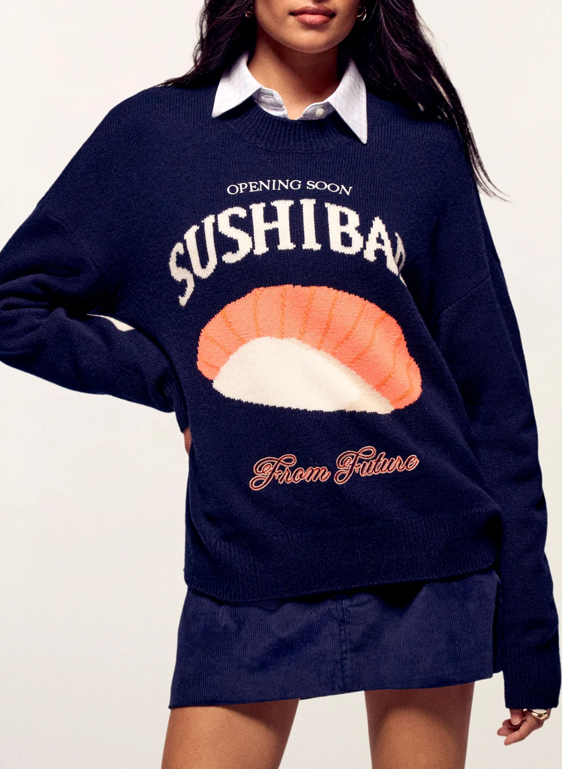 Pull oversize imprimé en cachemire FROM FUTURE Bleu