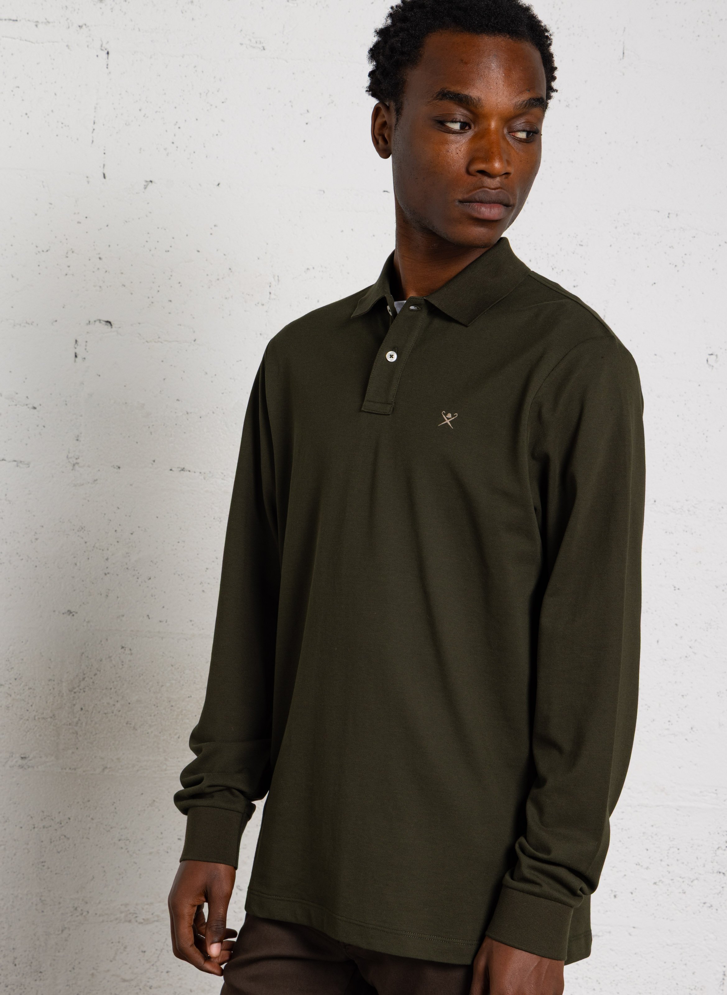 Polo manches longues droit en coton HACKETT