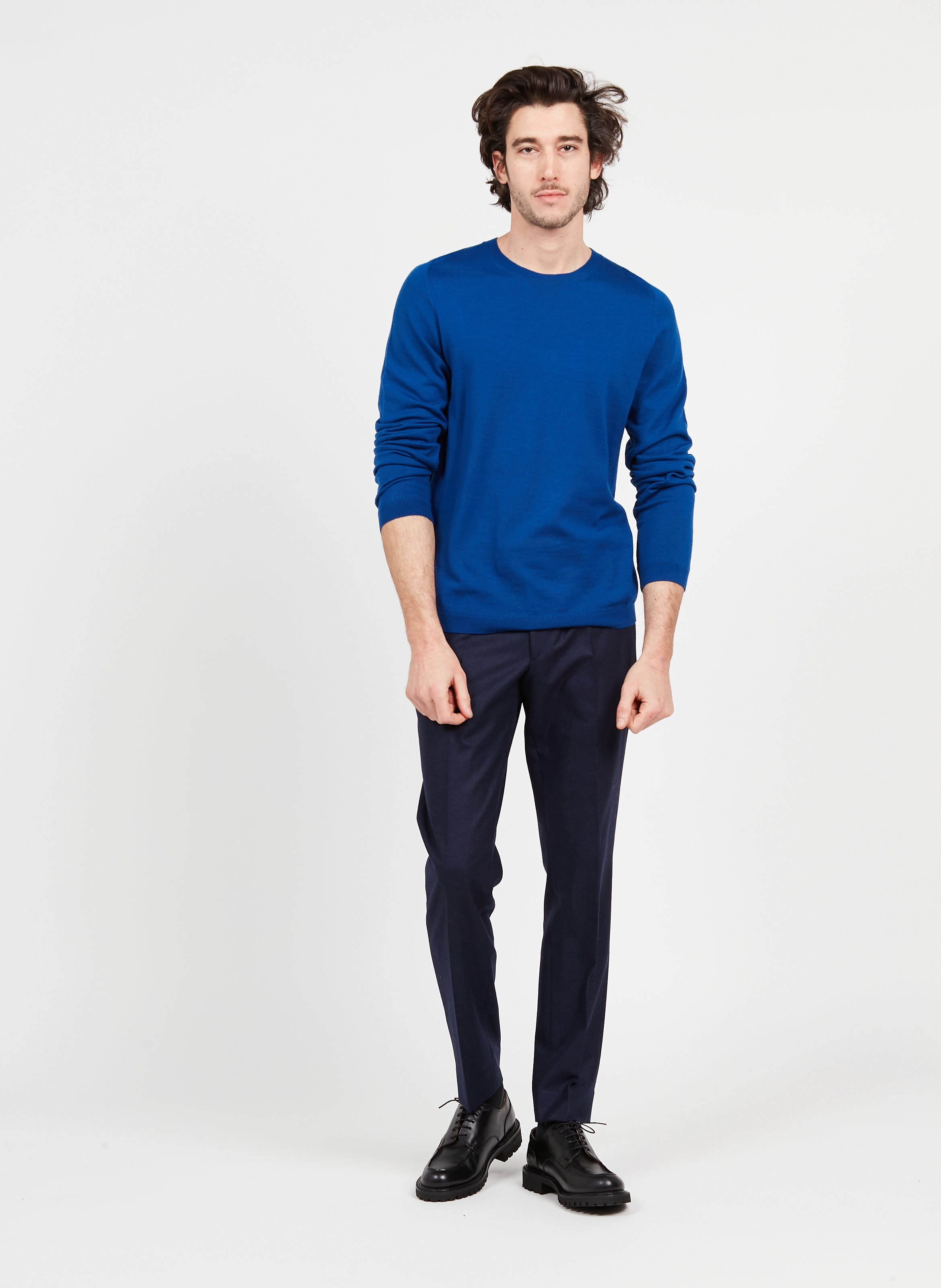 Regular-fit round-neck wool sweater AU PRINTEMPS PARIS Blue