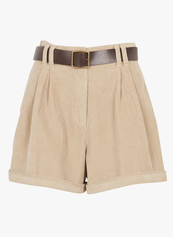 Pantaloncini in velluto a coste e misto cotone Nocciola Please