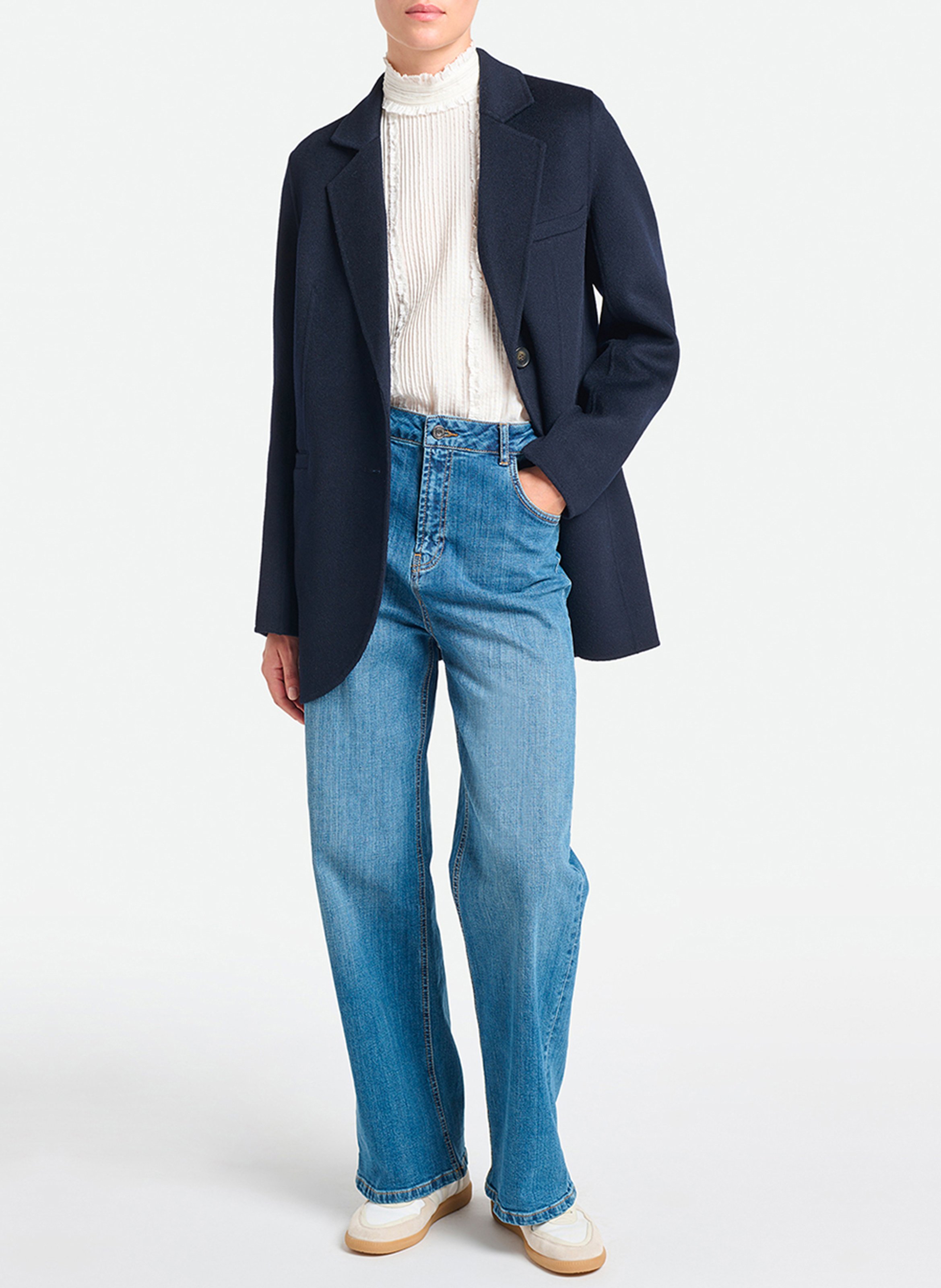 Jasje met reverskraag | wolblend VANESSA BRUNO Blauw