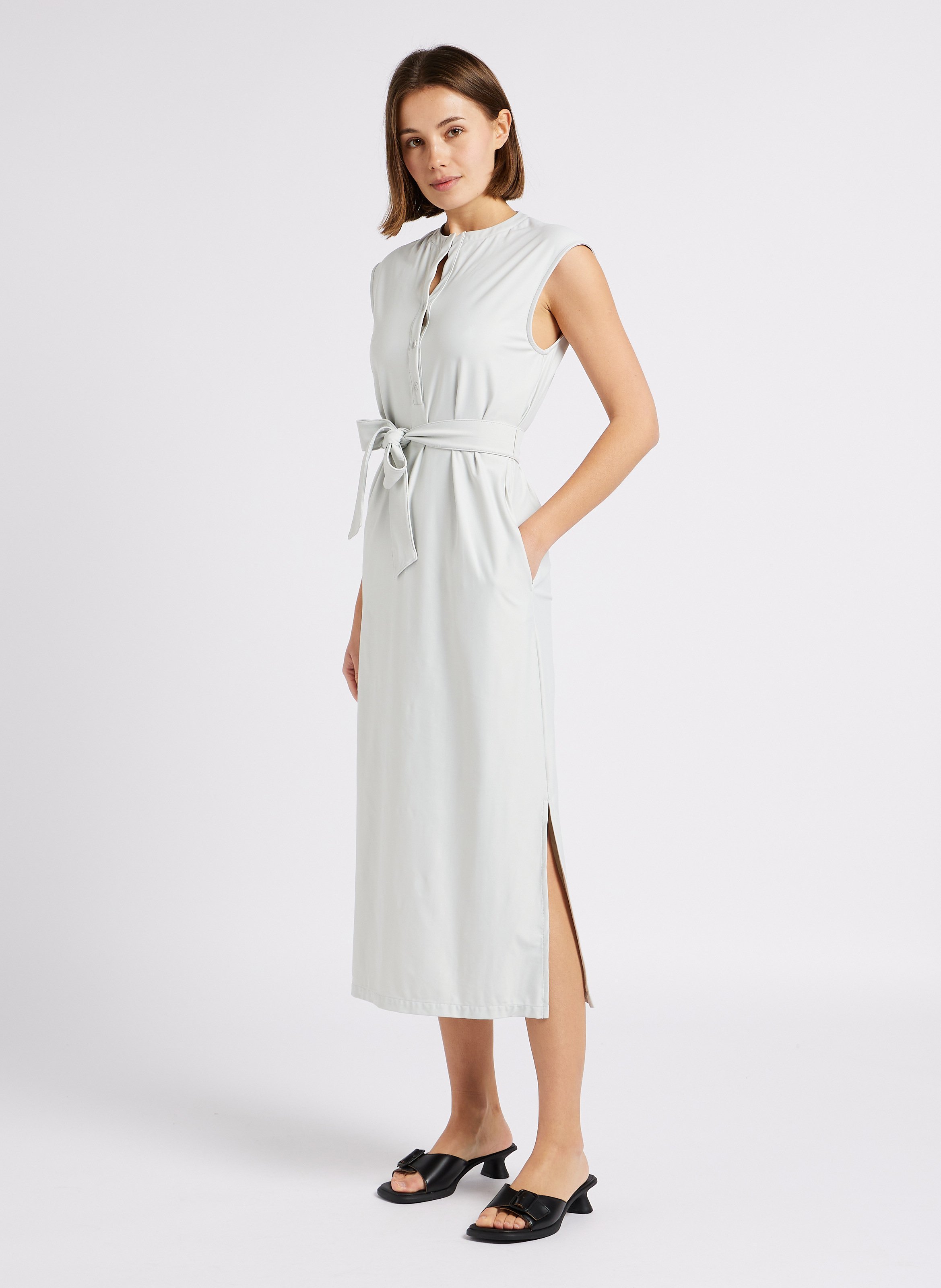 Straight round neck satin dress MAX MARA LEISURE Grey