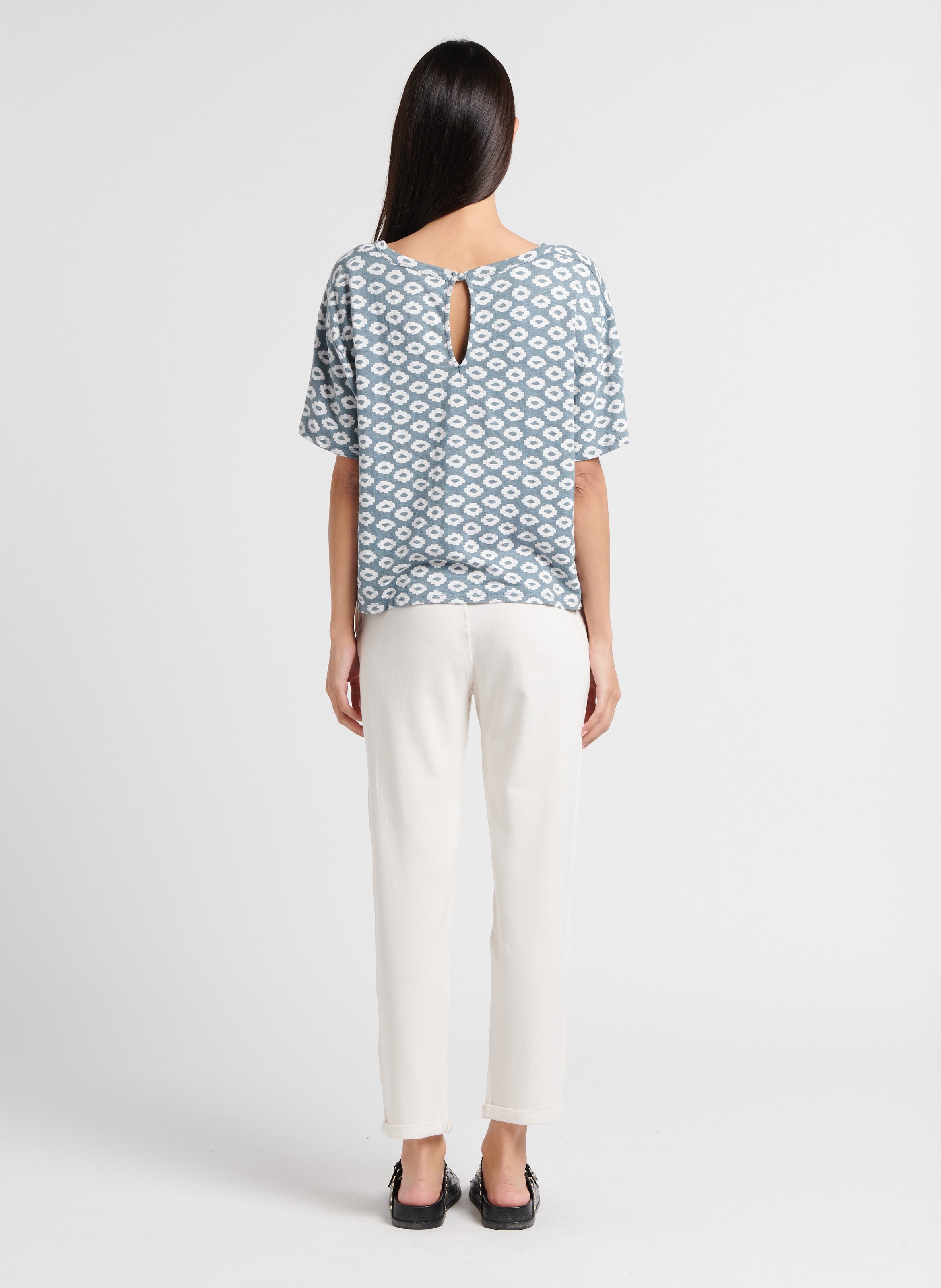 V-neck linen T-shirt MAJESTIC FILATURES Grey