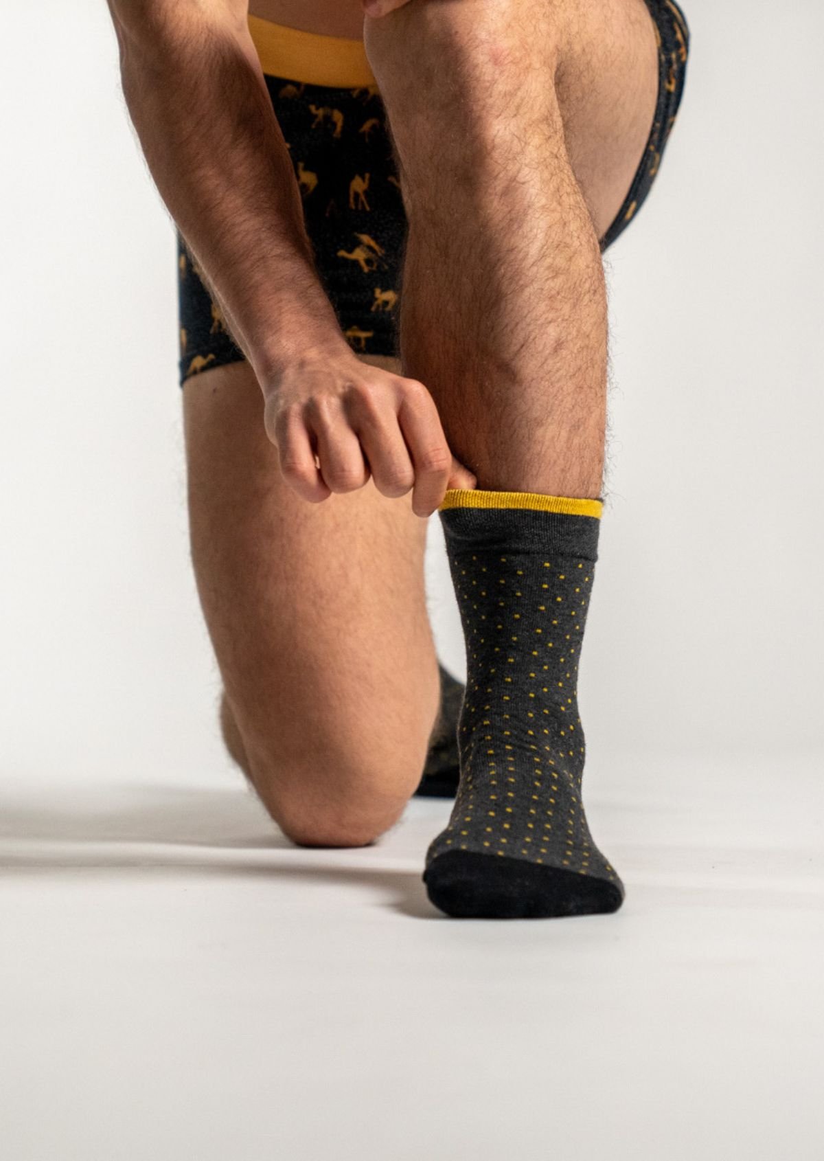 Combed cotton socks with polka dots BILLYBELT Grey