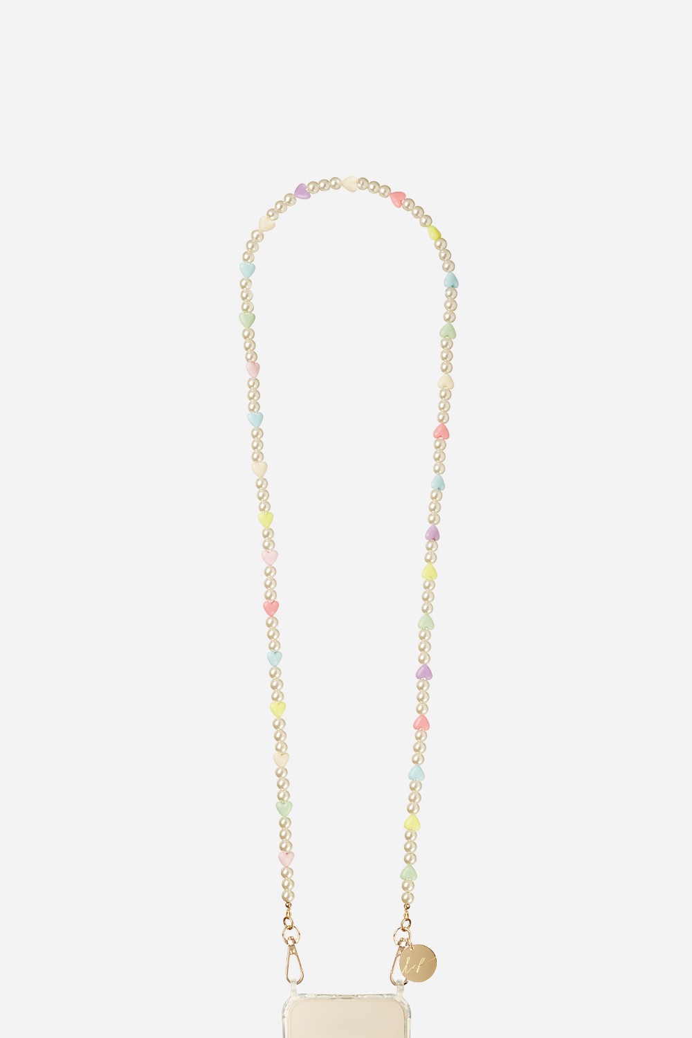 Beaded phone chain LA COQUE FRANCAISE White