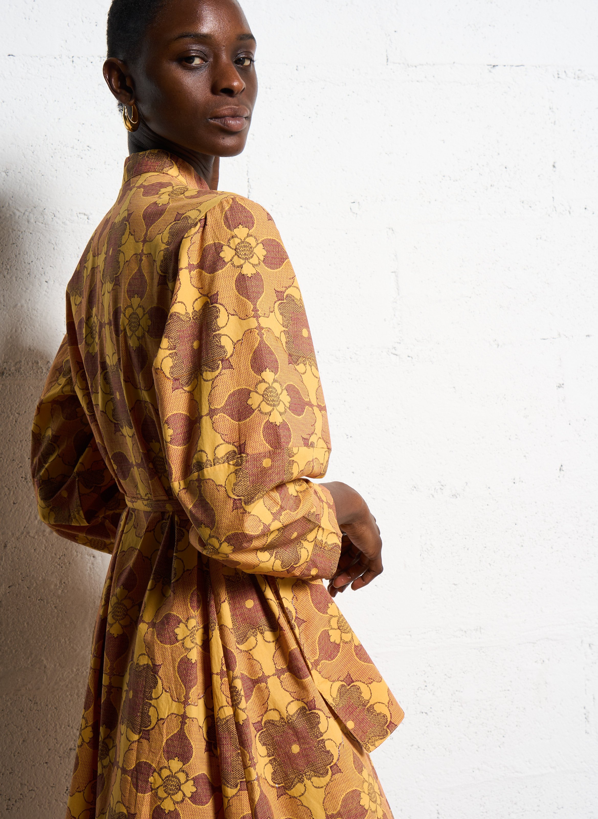 Long printed cotton dress ANTIK BATIK Brown