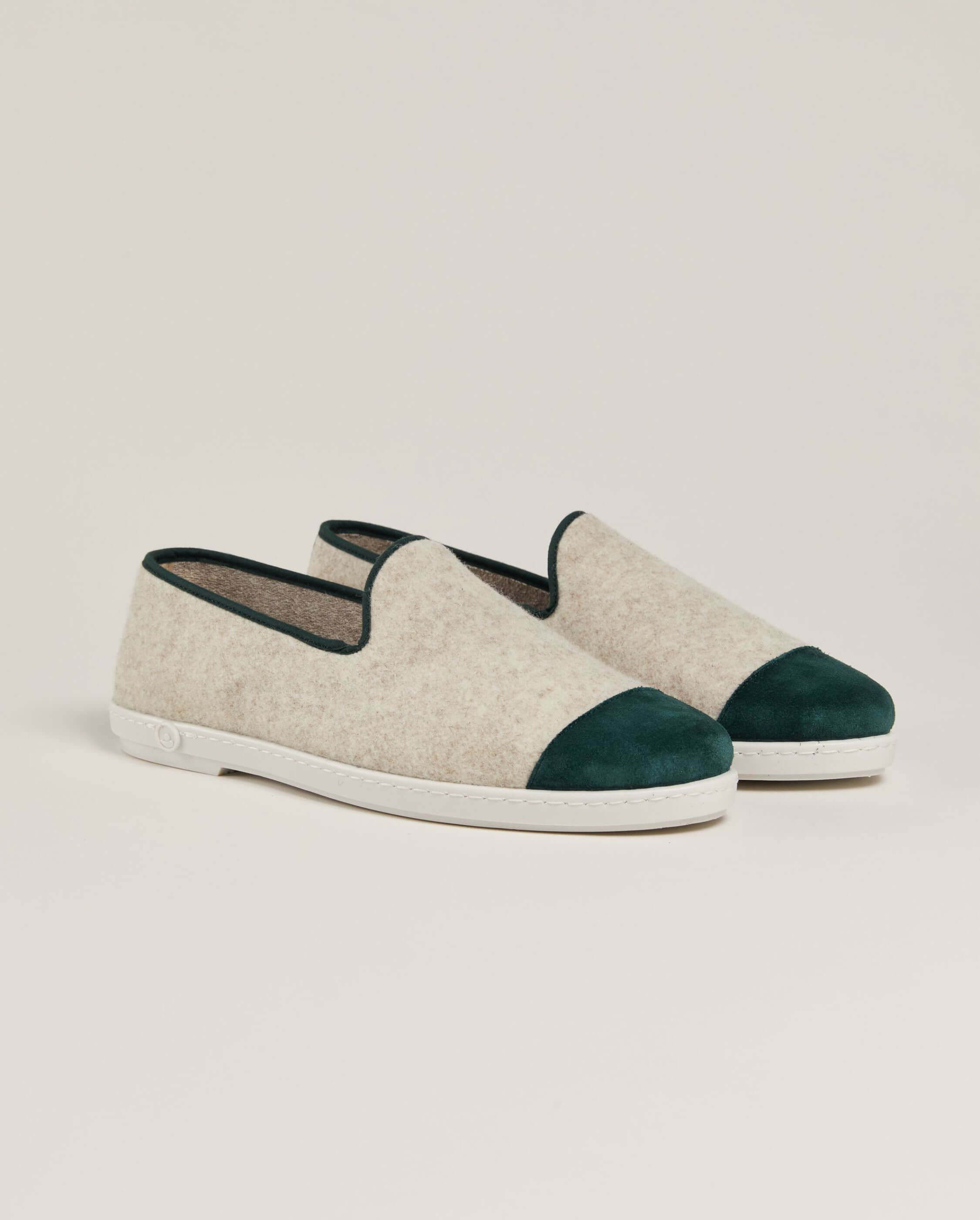 Men's wool slipper, beige basil green ANGARDE Beige