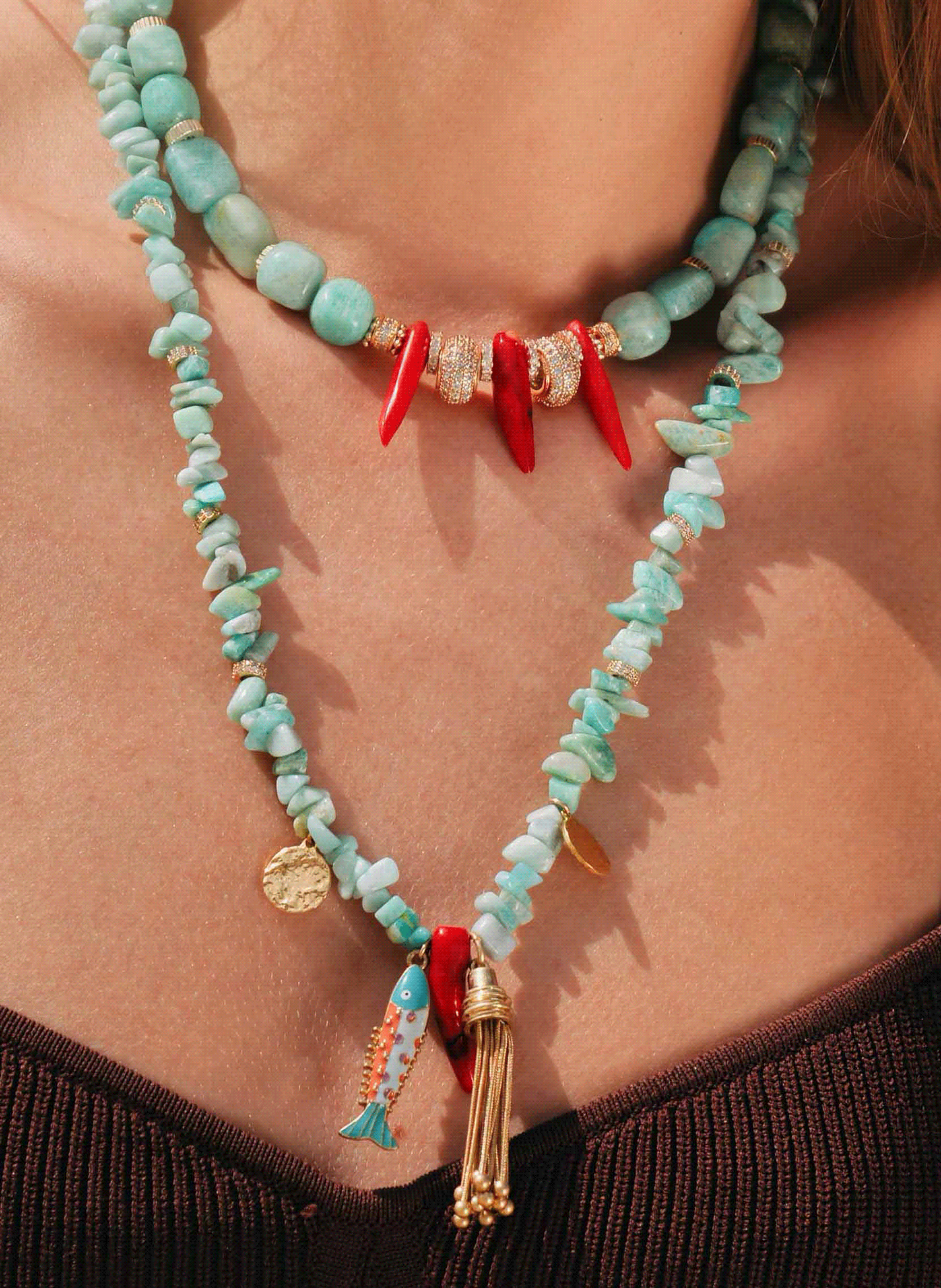 Necklace with stones and charms HIPANEMA Blue