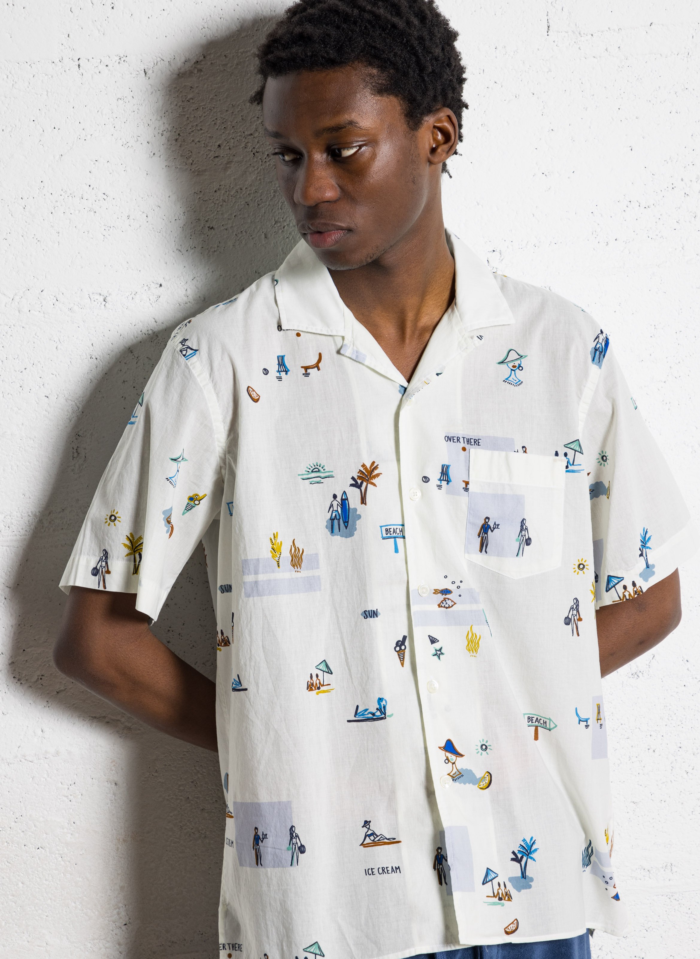 Straight printed cotton shirt HARTFORD Beige