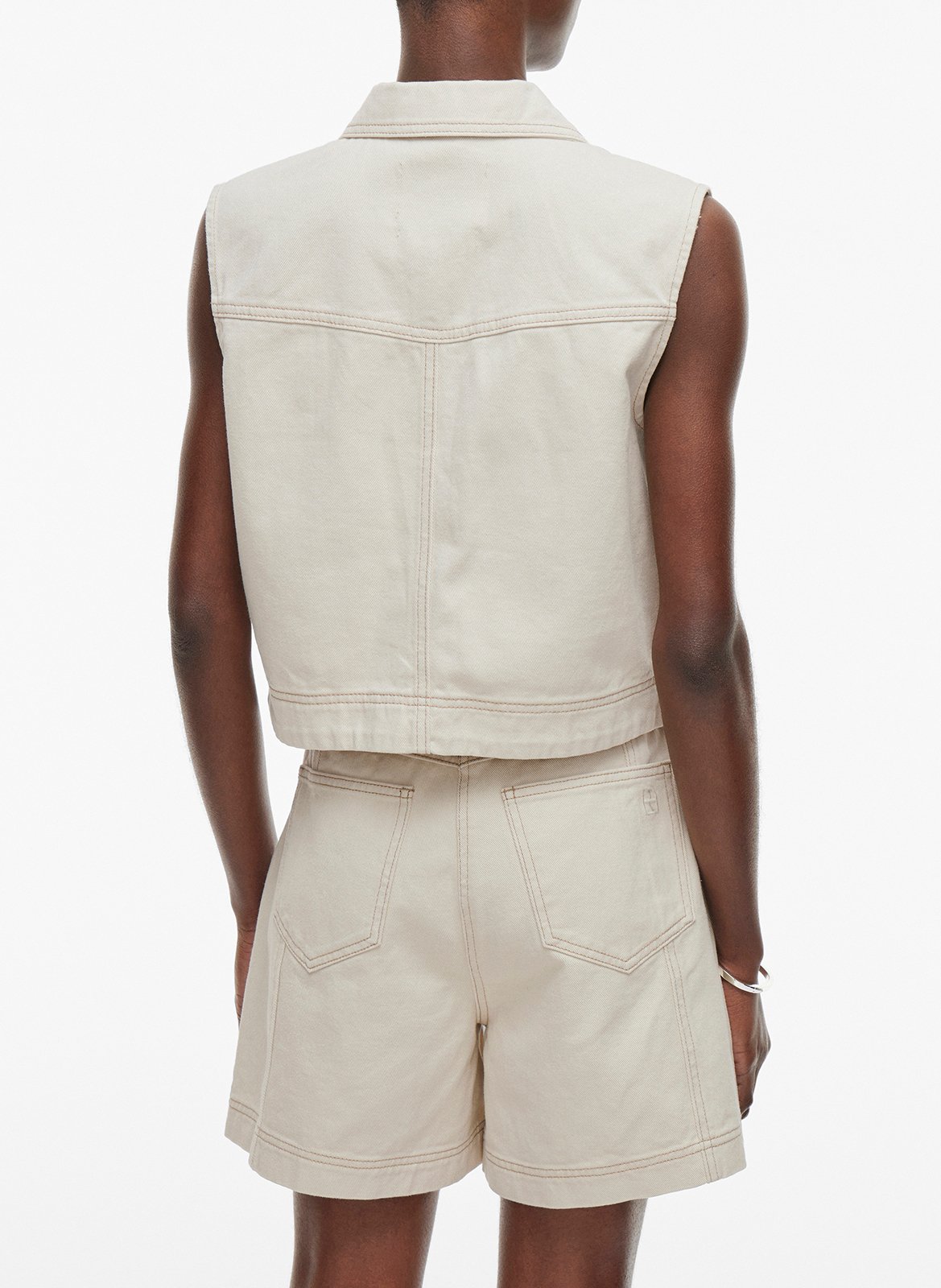 Kurze ärmellose Jeansweste ROUGE EDIT Beige