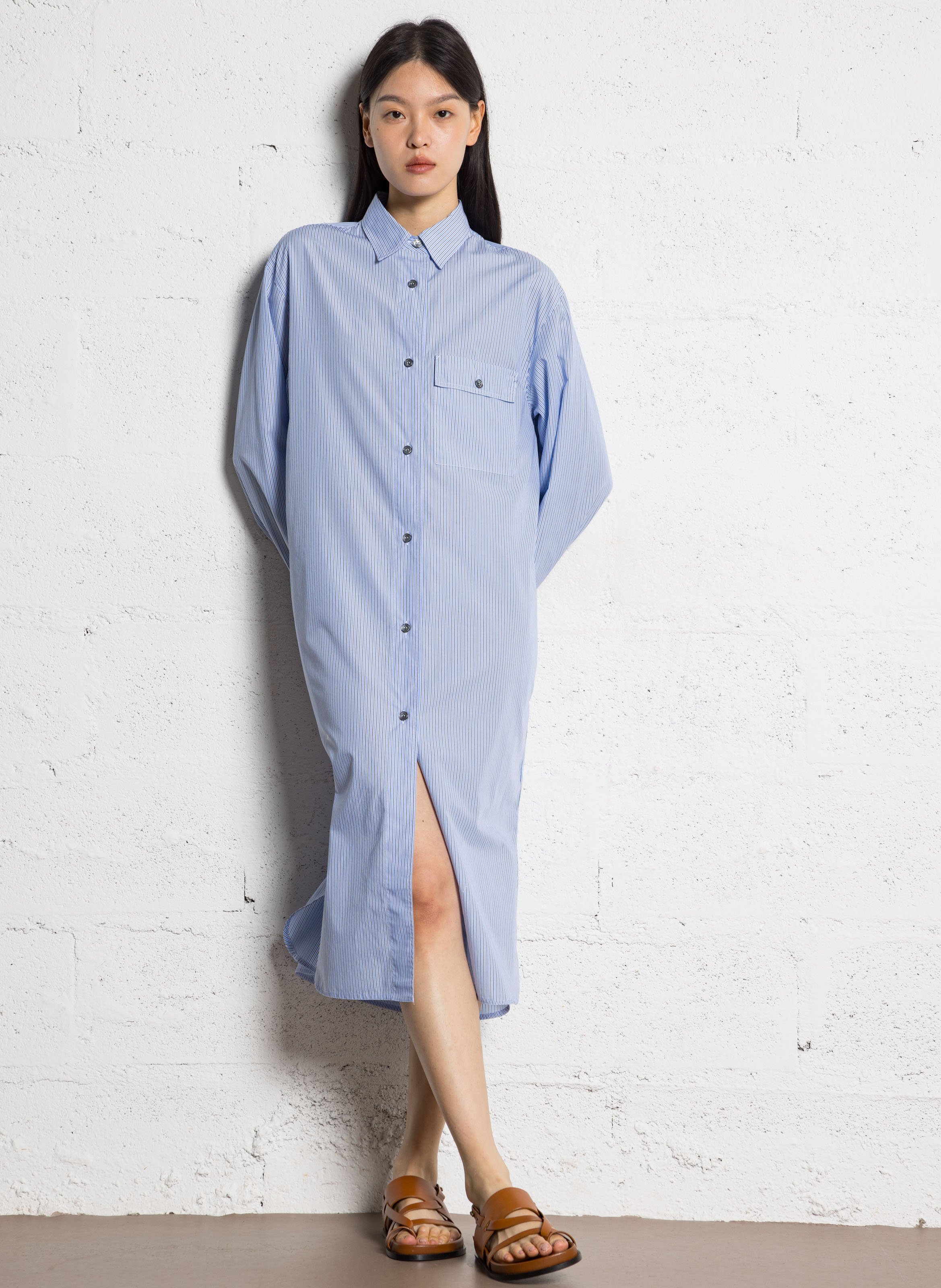 Robe chemise droite rayée  POMANDERE Multicolore