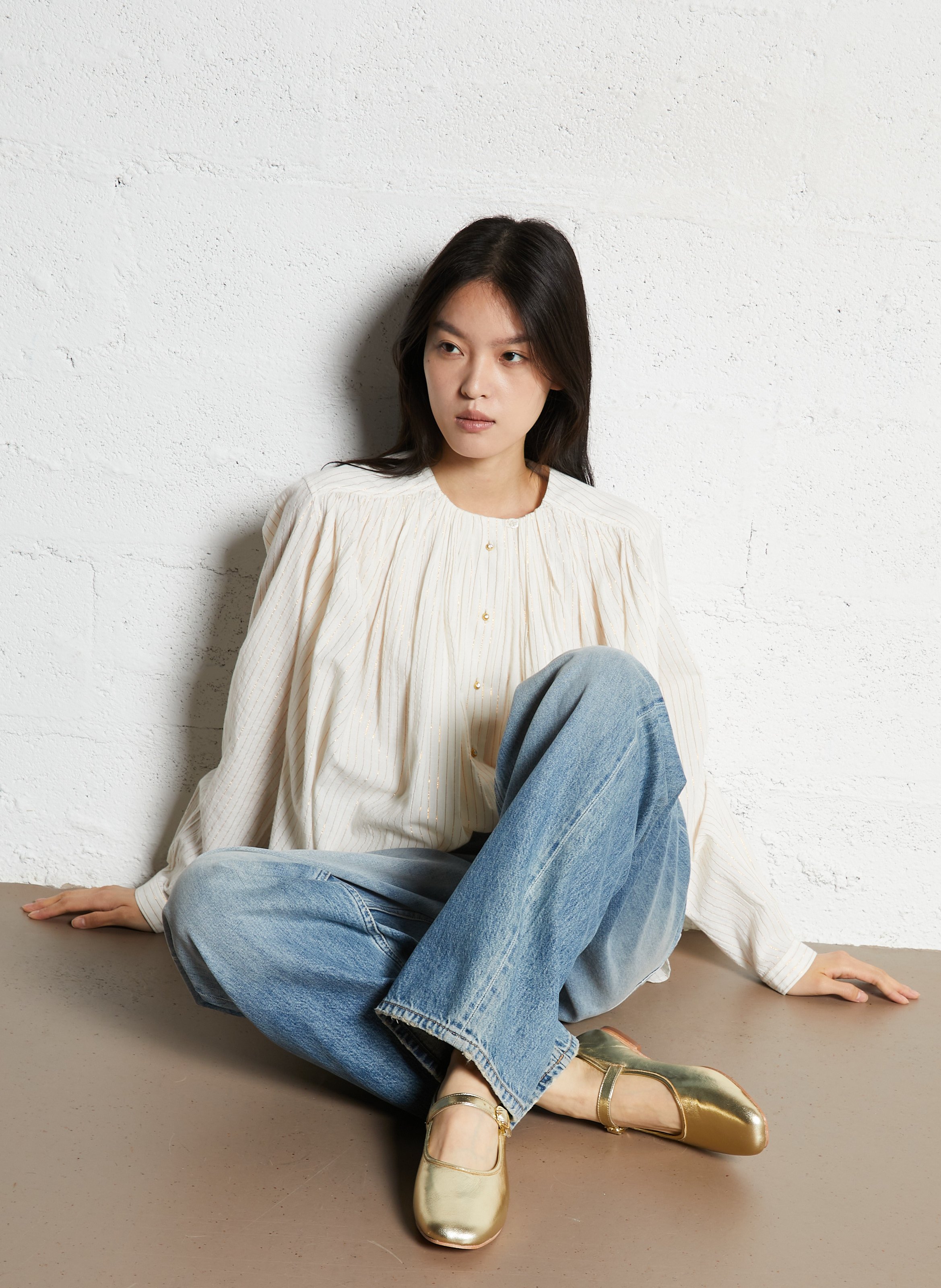 Capri - Einfarbige Oversize-Bluse LAURENCE BRAS Golden