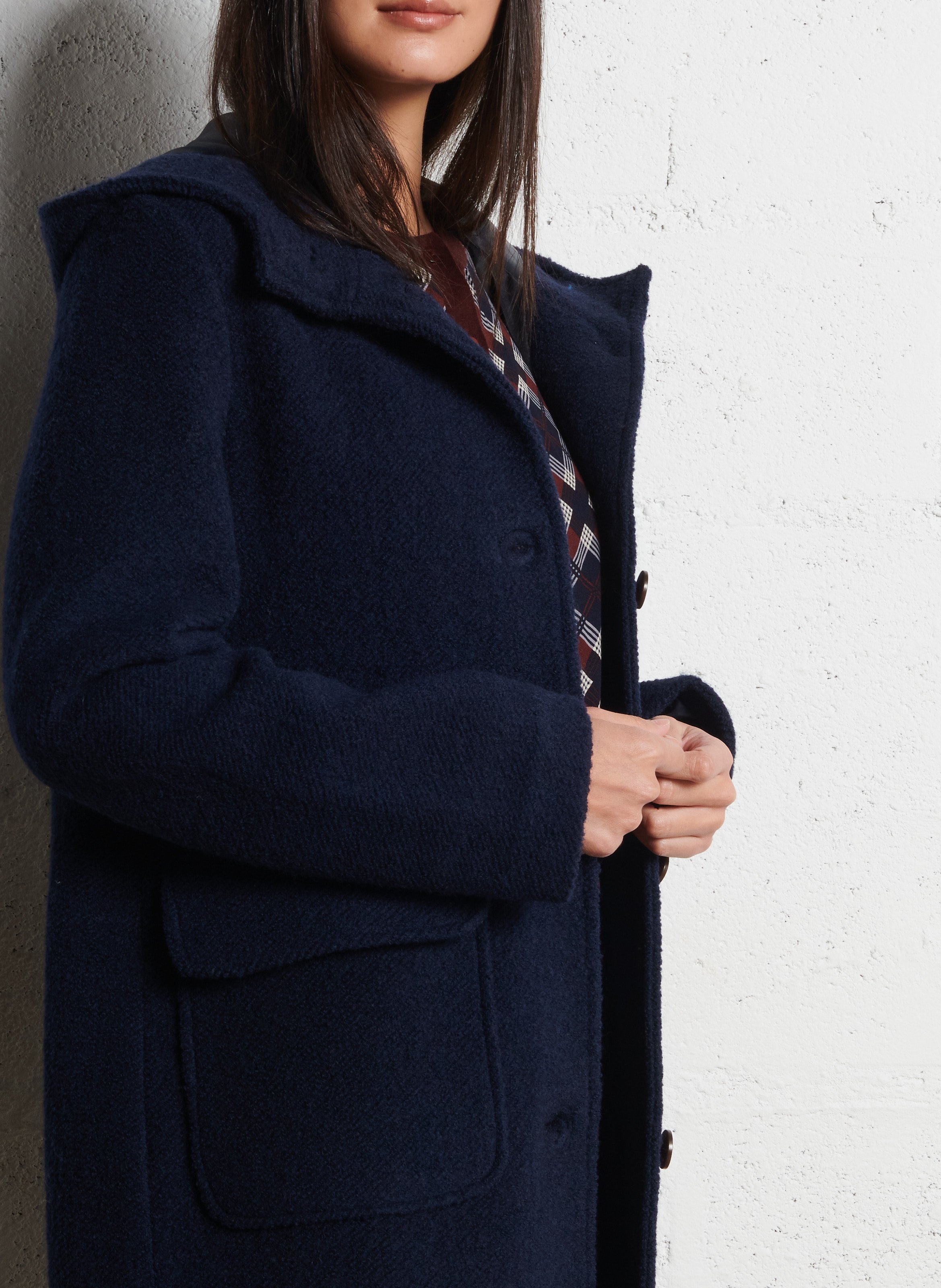 Manteau droit à capuche NICE THINGS Bleu