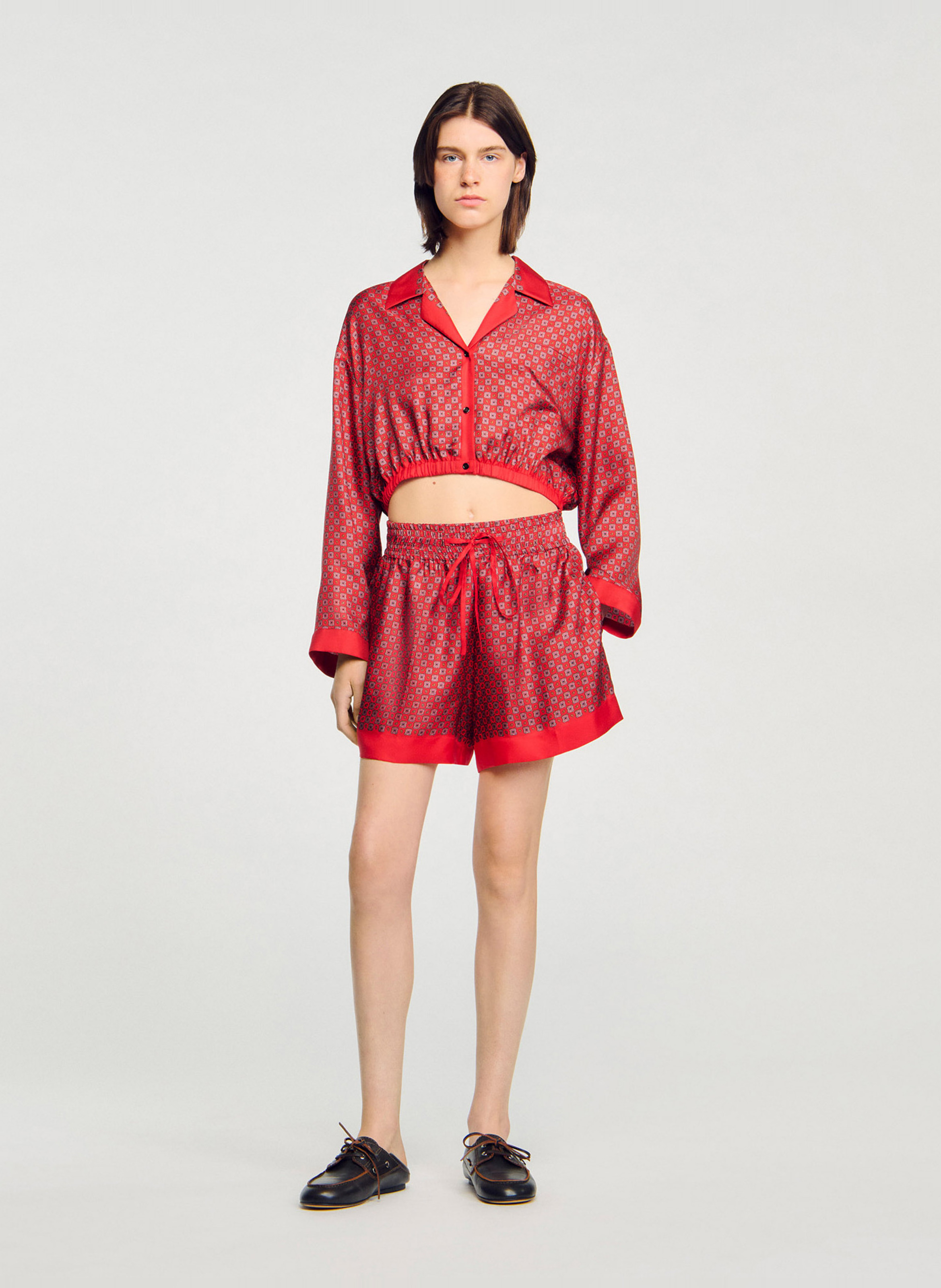 Short large décontracté à motifs SANDRO Rouge