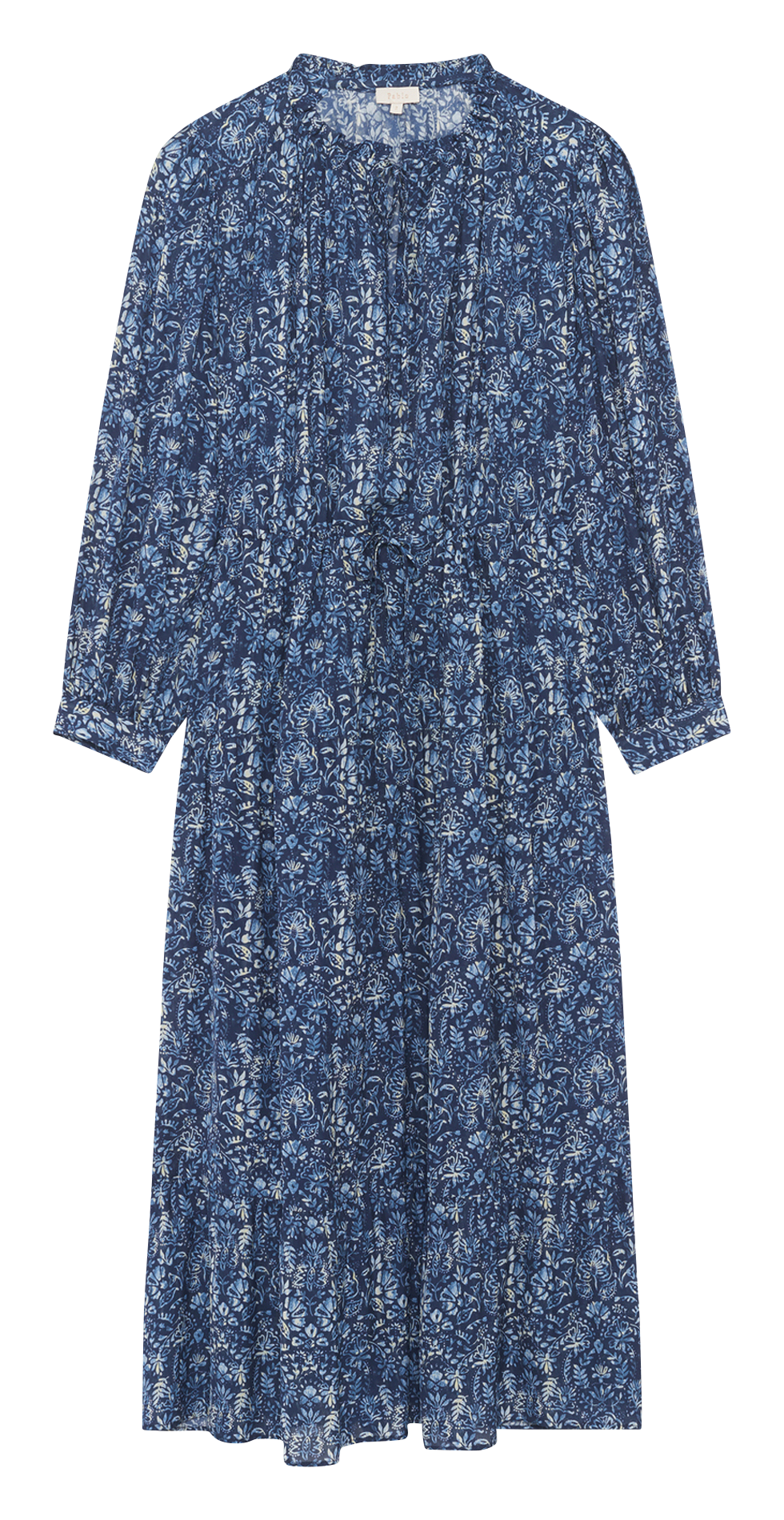 Robe midi col rond imprimée PABLO Bleu