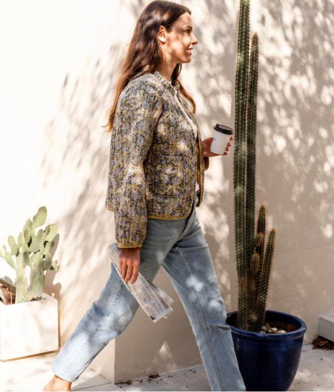 Printed quilted jacket Luzia BINDI ATELIER Yellow