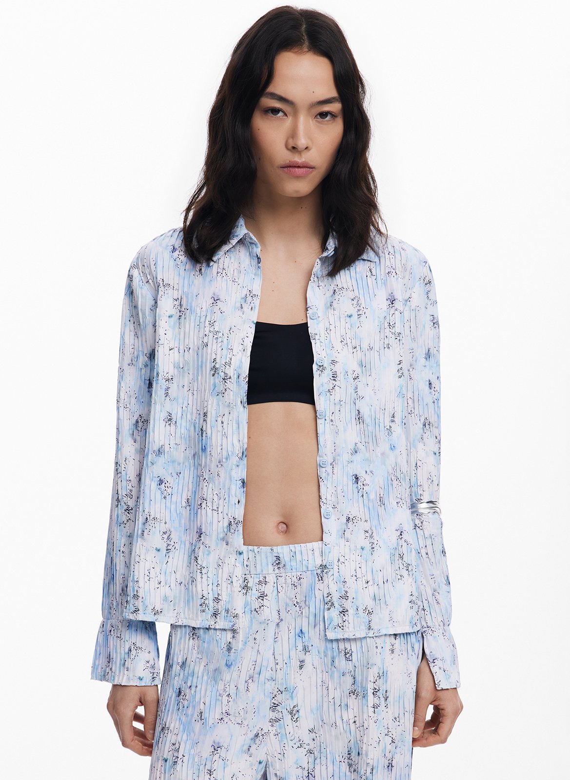 Camicia ampia scollo a V DESIGUAL Blu