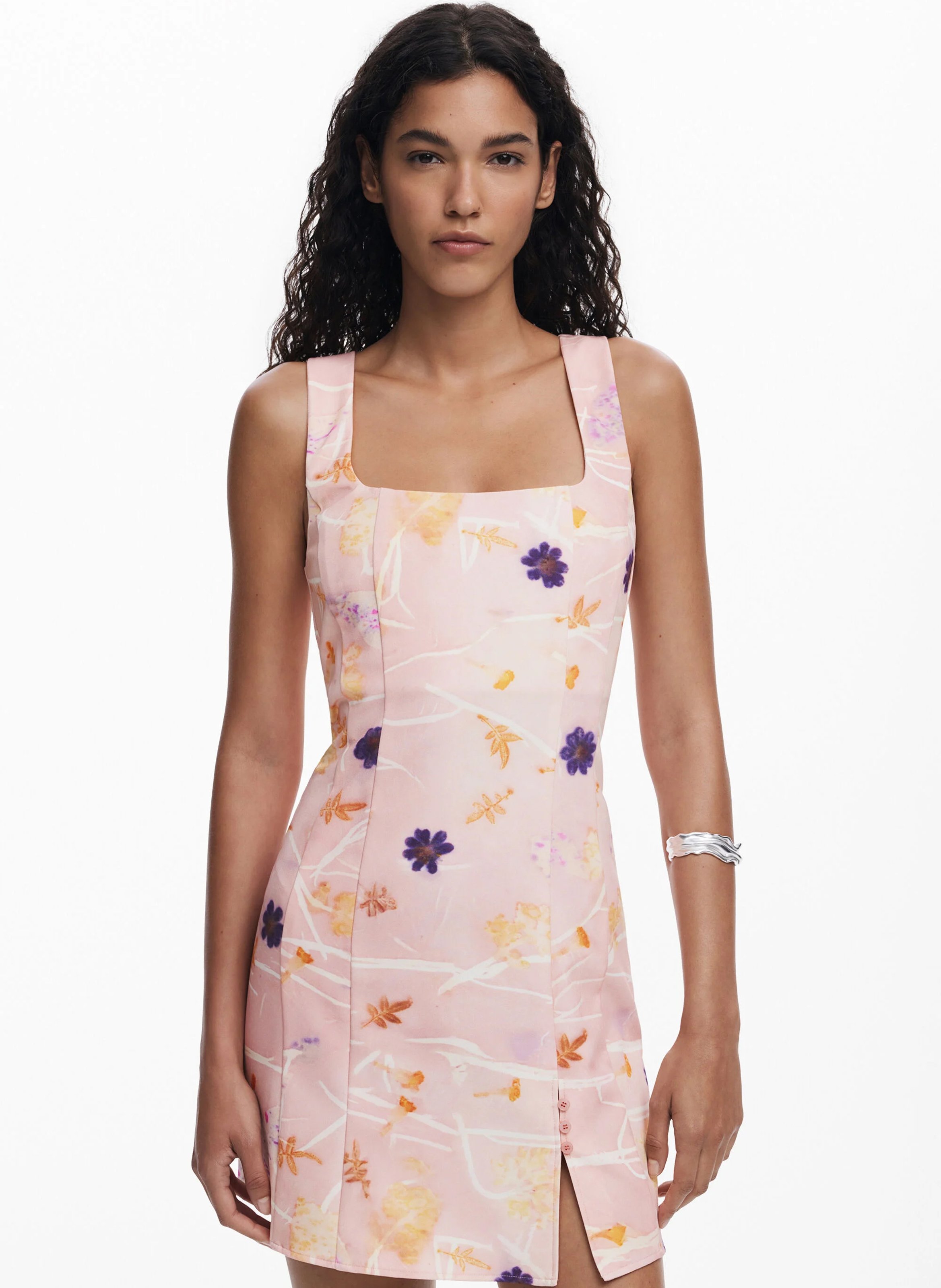 Kurzes Trägerkleid mit Print DESIGUAL Rot