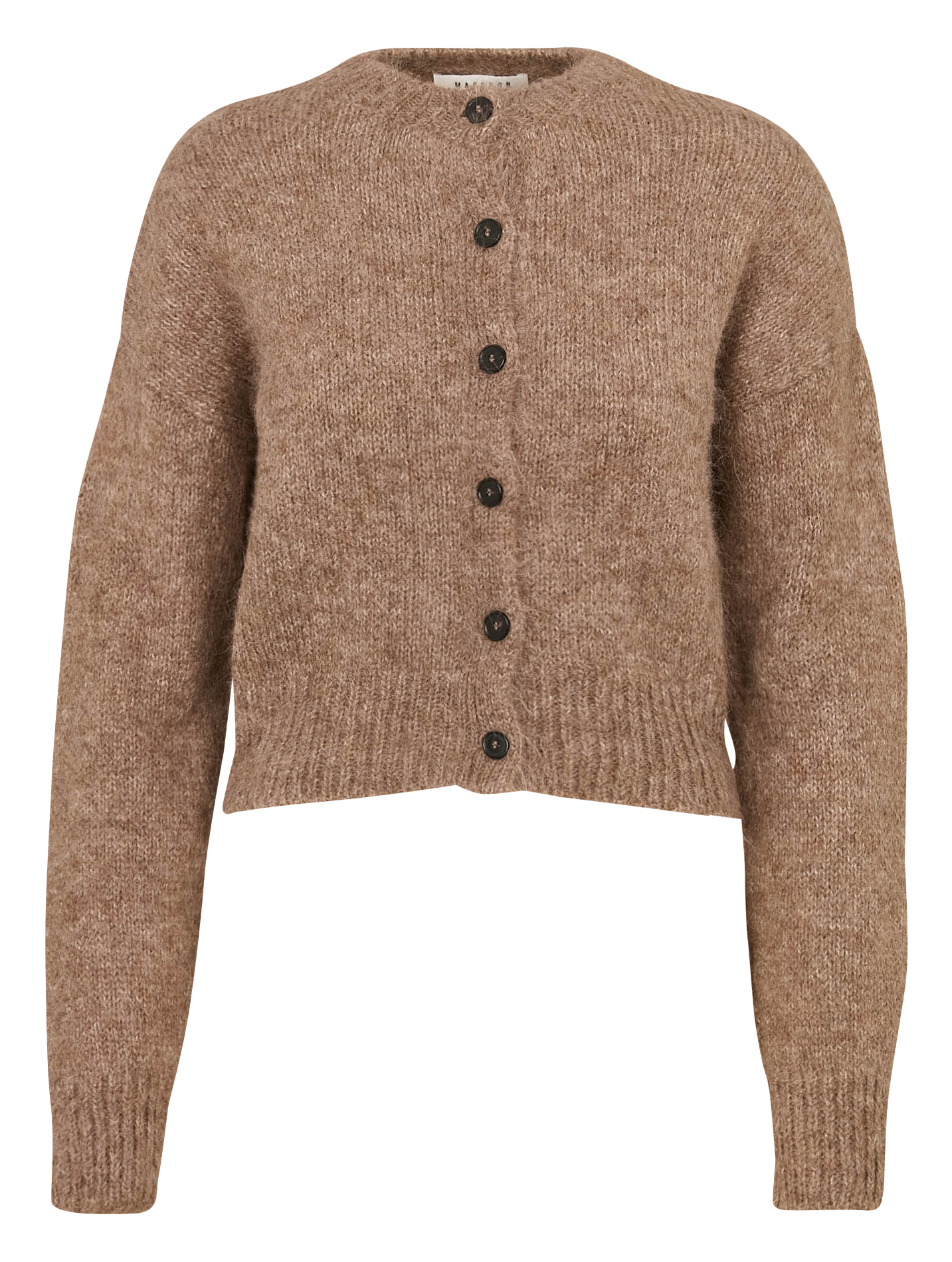 Gilet ample col rond en alpaga mélangé MASSCOB Marron