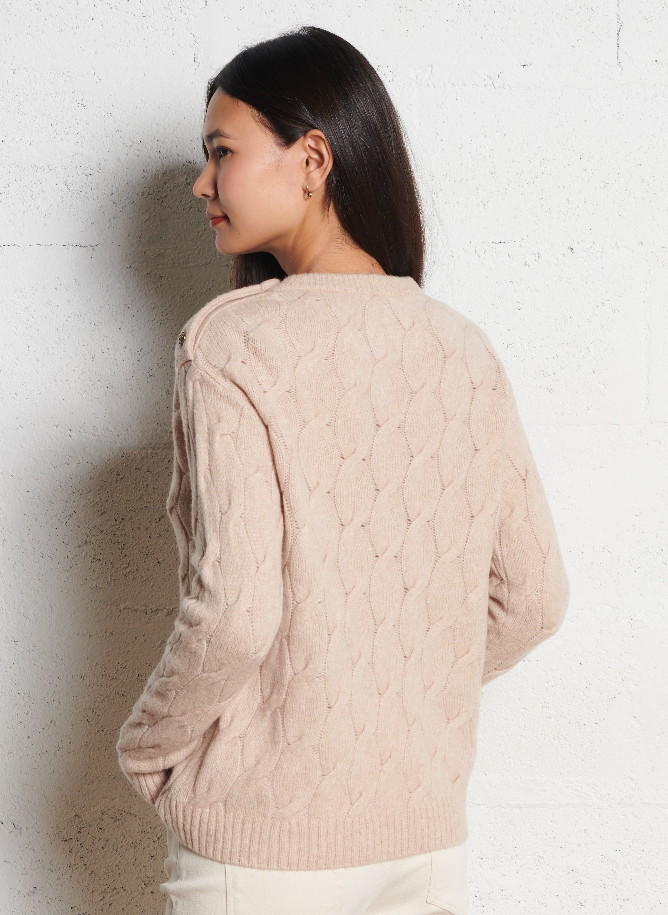Pull tressé à boutons en laine mélangée ARMOR LUX Beige