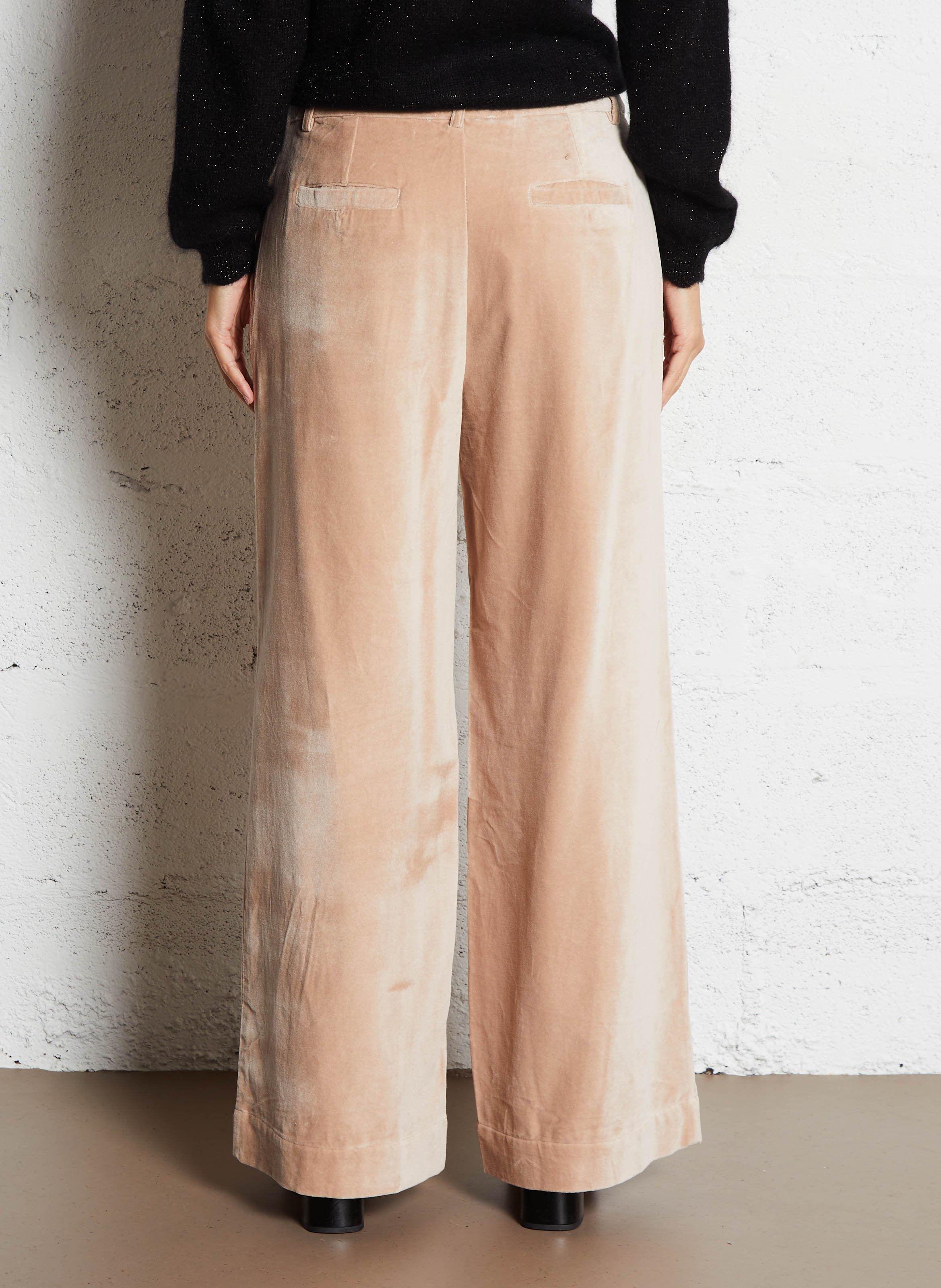 Weite Hose aus Baumwoll-Velours EMILE ET IDA Beige