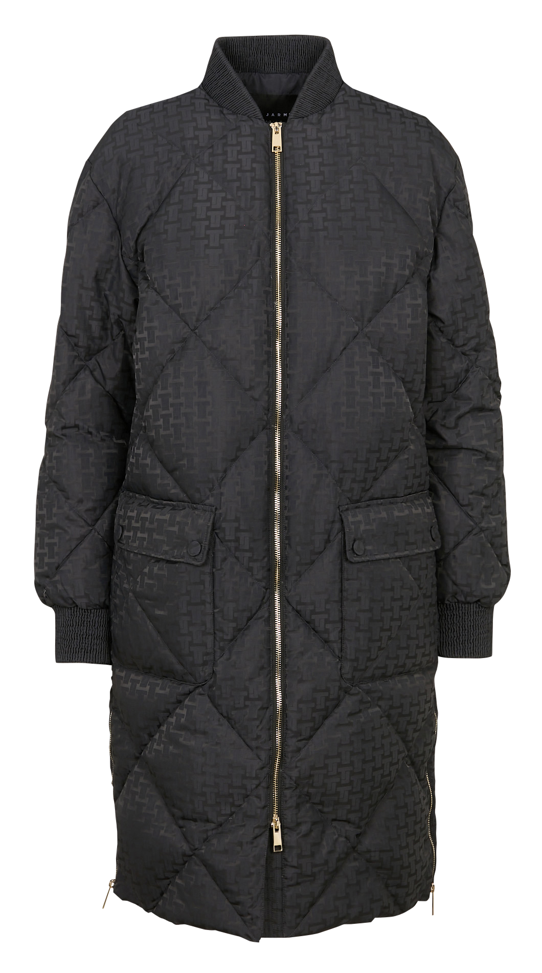 Straight padded jacket in printed jacquard TARA JARMON Black