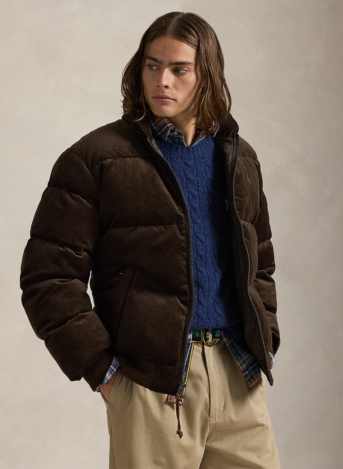 Doudoune col montant en coton POLO RALPH LAUREN Marron