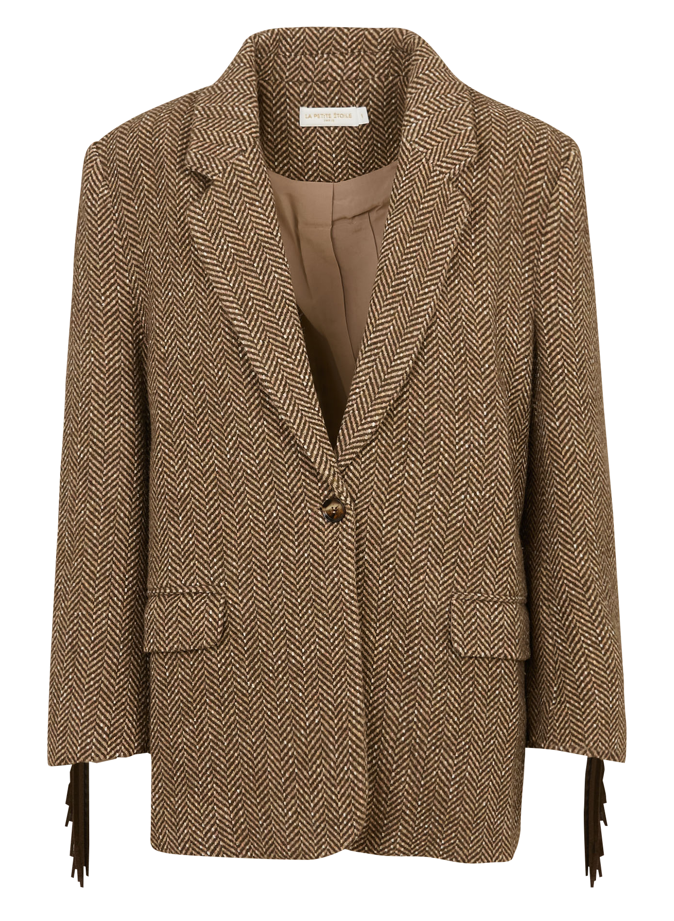 Veste tailleur droite à chevrons LA PETITE ETOILE Marron