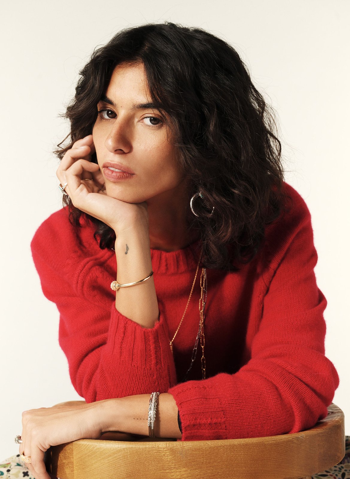 Pull court col rond en cachemire BA&SH Rouge