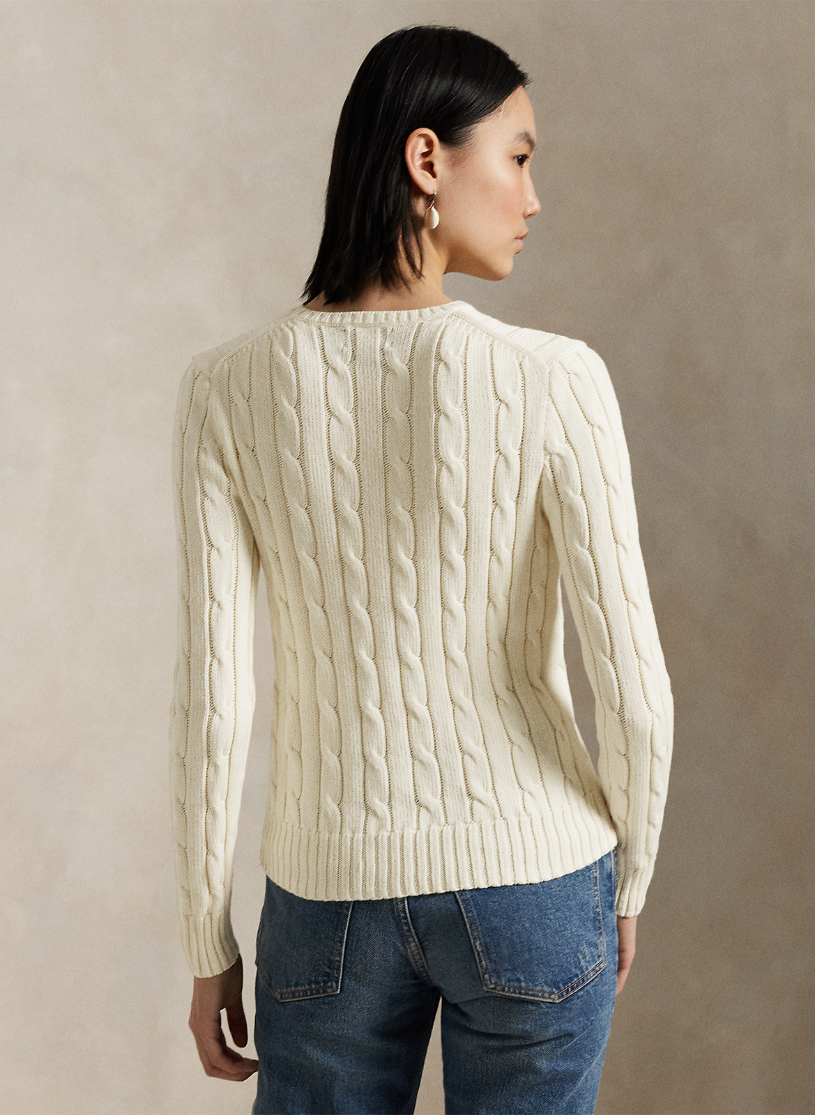 Pull col rond en laine mélangée POLO RALPH LAUREN Blanc