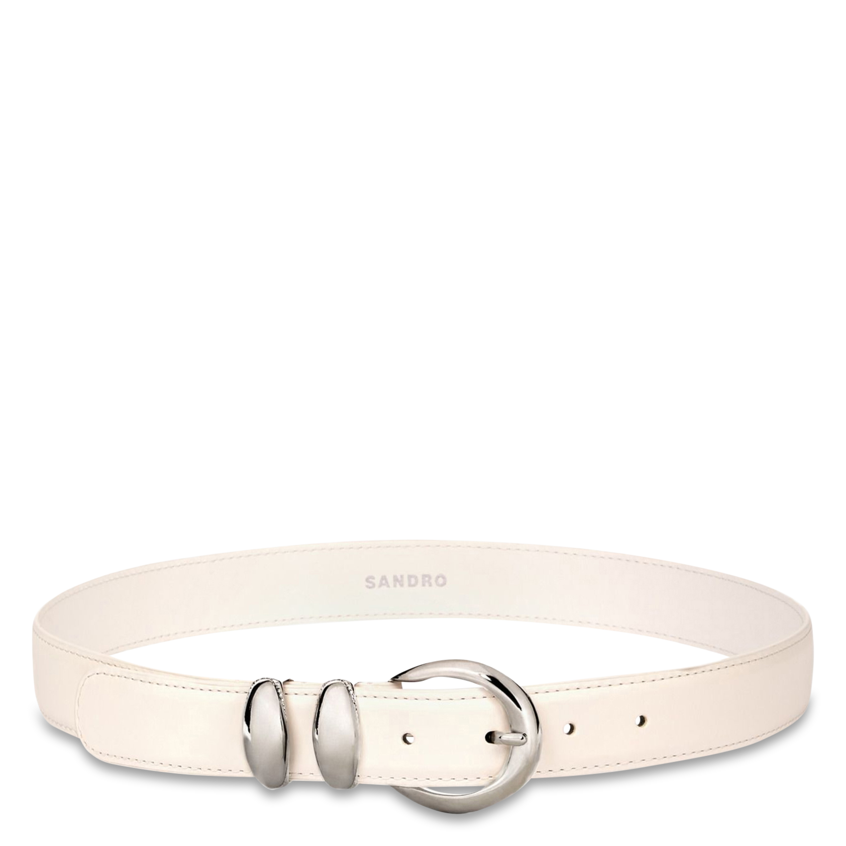 - 100% Pelle,
- Fibbia élégante in pelle con dettagli dorati,
- Larghezza: 2,3 cm,
- Prodotta in Italia. SANDRO Bianco