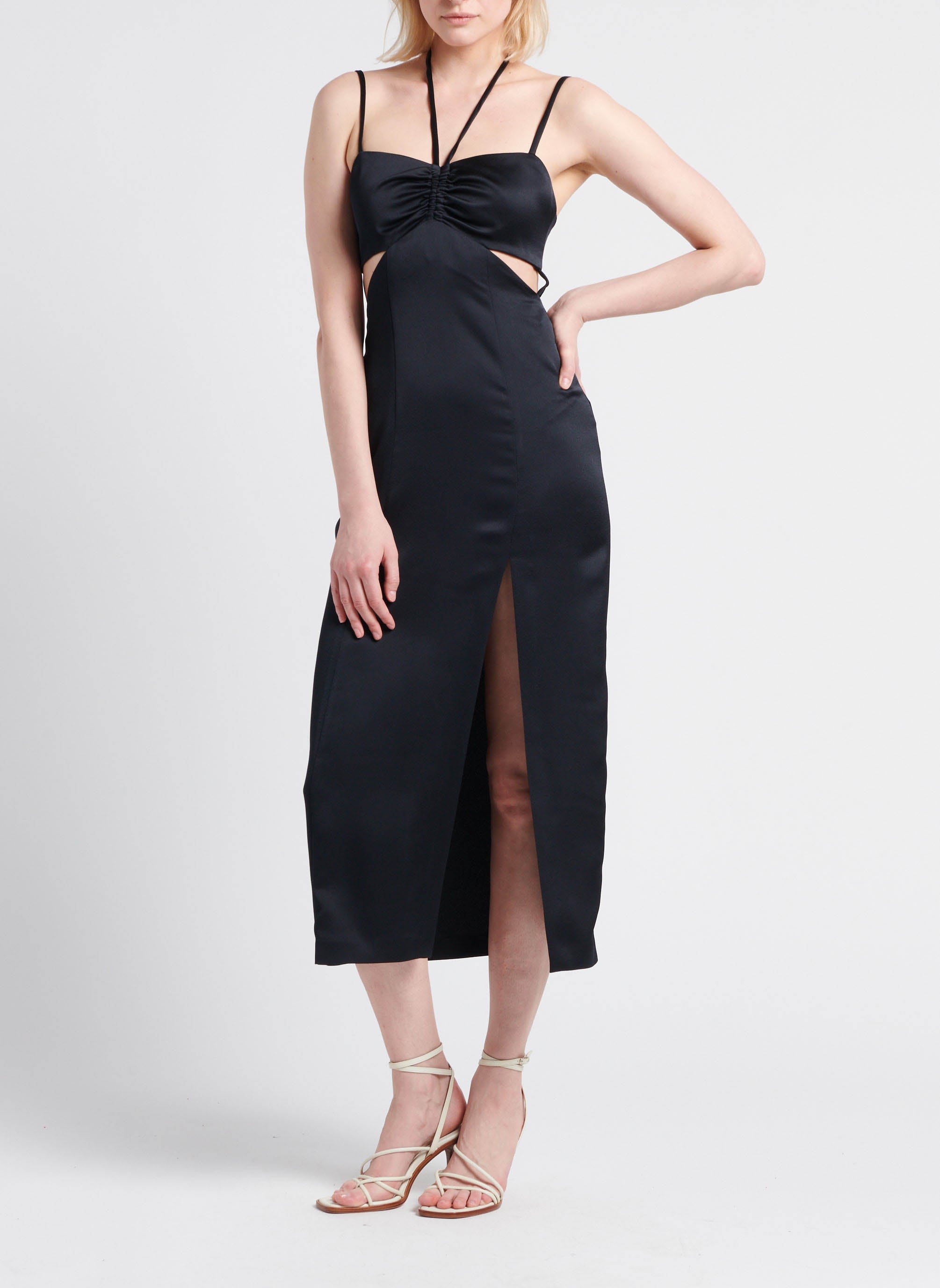 Lange jurk met schouderbandjes IRO Zwart