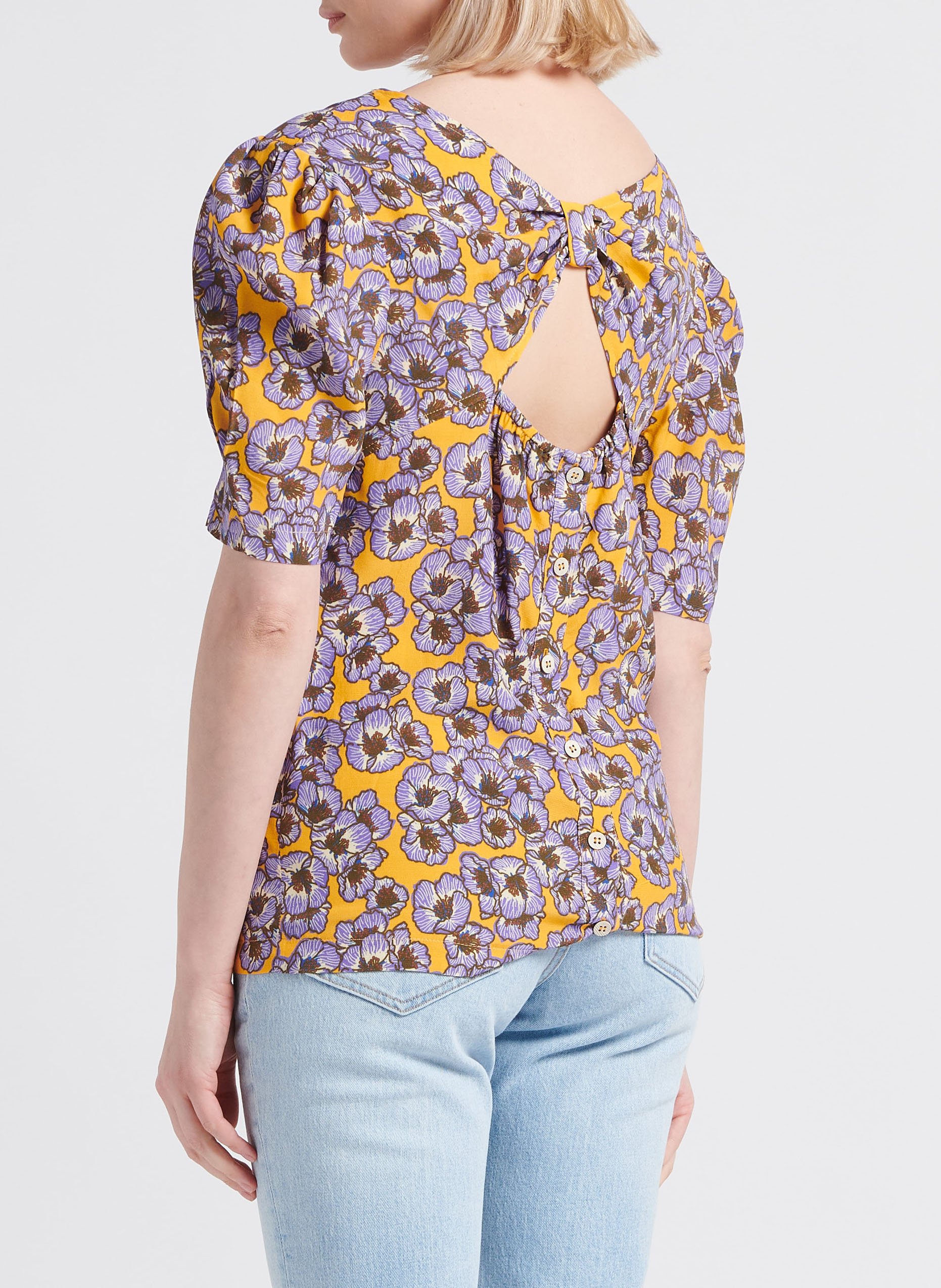 Top col V à imprimé floral LA PETITE FRANCAISE Multicolore