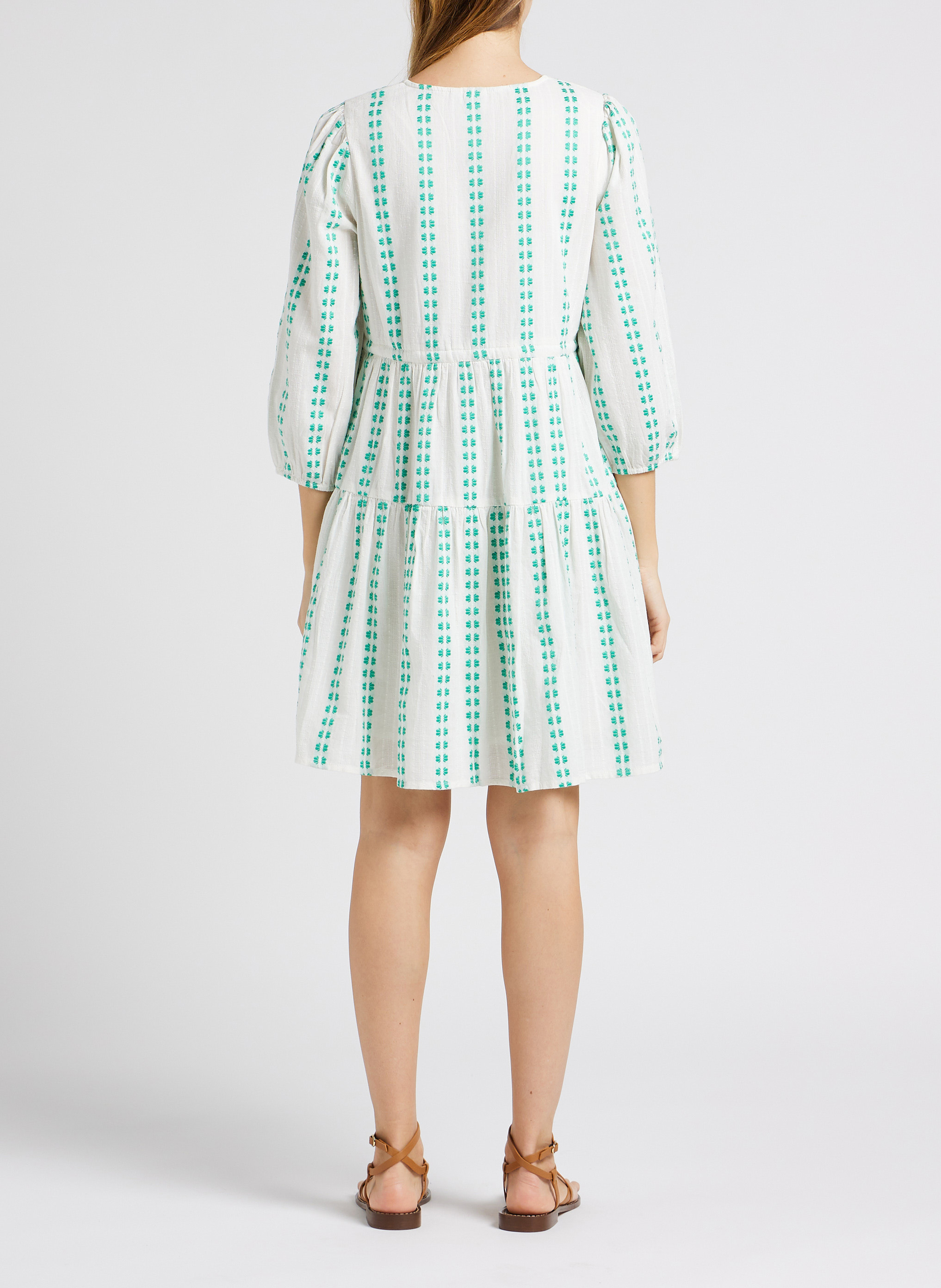 Weites Kleid mit V aus Baumwoll-Mix YAS Weiss