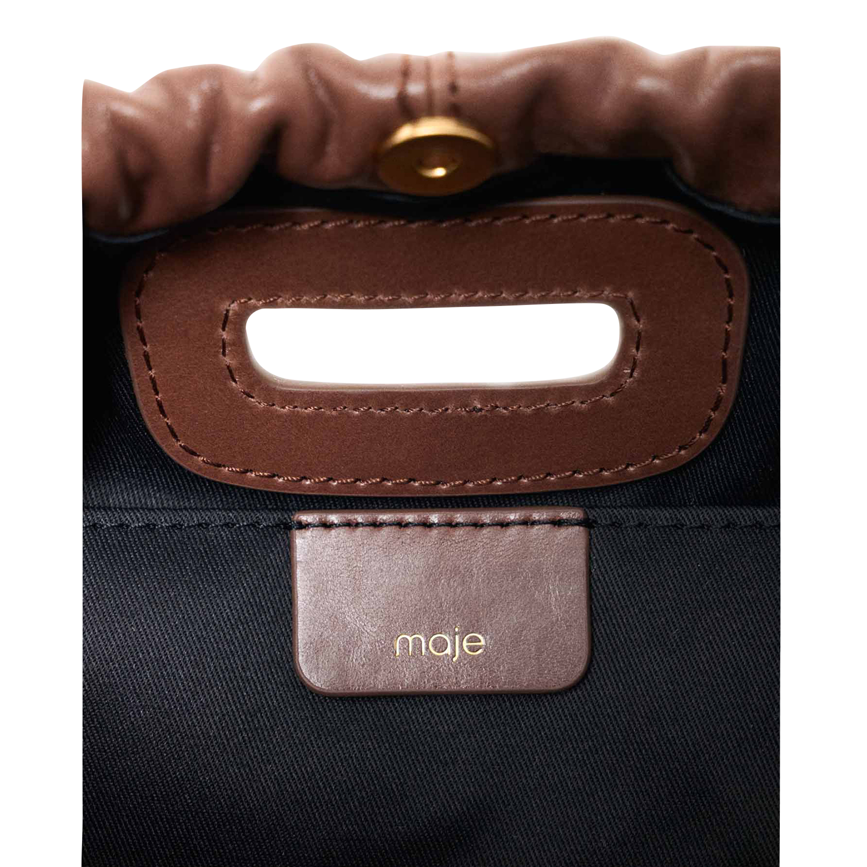 Buideltas van getextureerd leer met veters MAJE Bruin