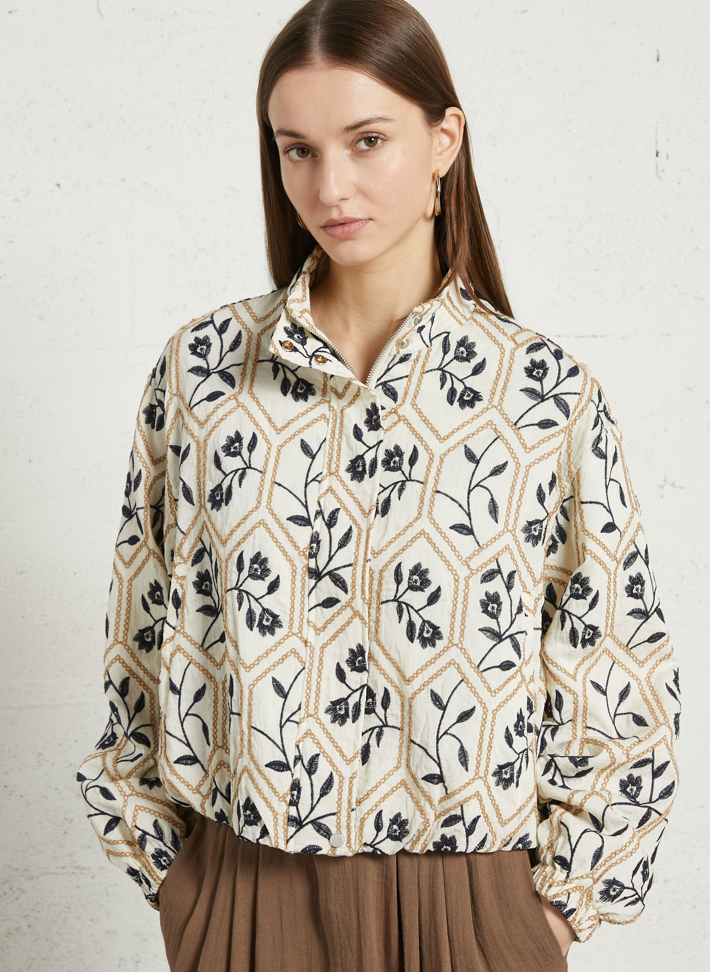 Embroidered high-neck jacket THE KORNER Blue